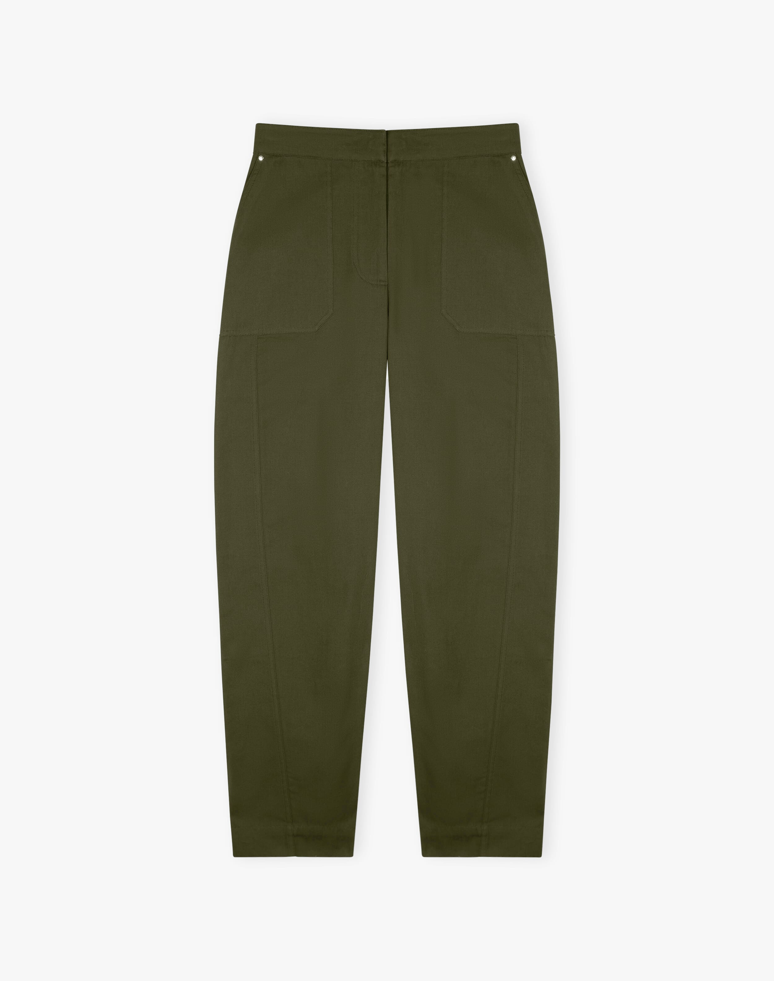 Cotton Canvas Barrel Leg Trousers