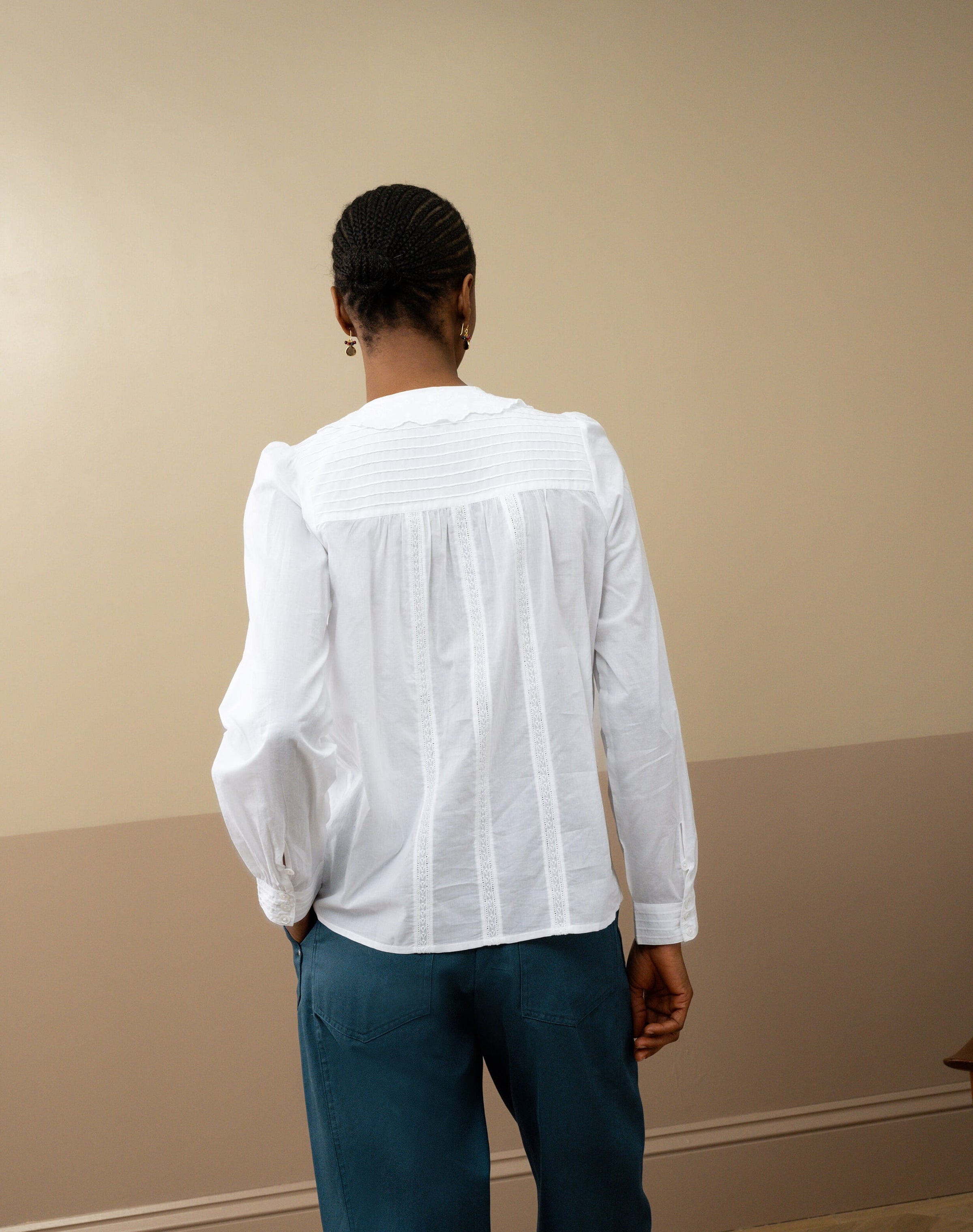 Cotton Canvas Barrel Leg Trousers