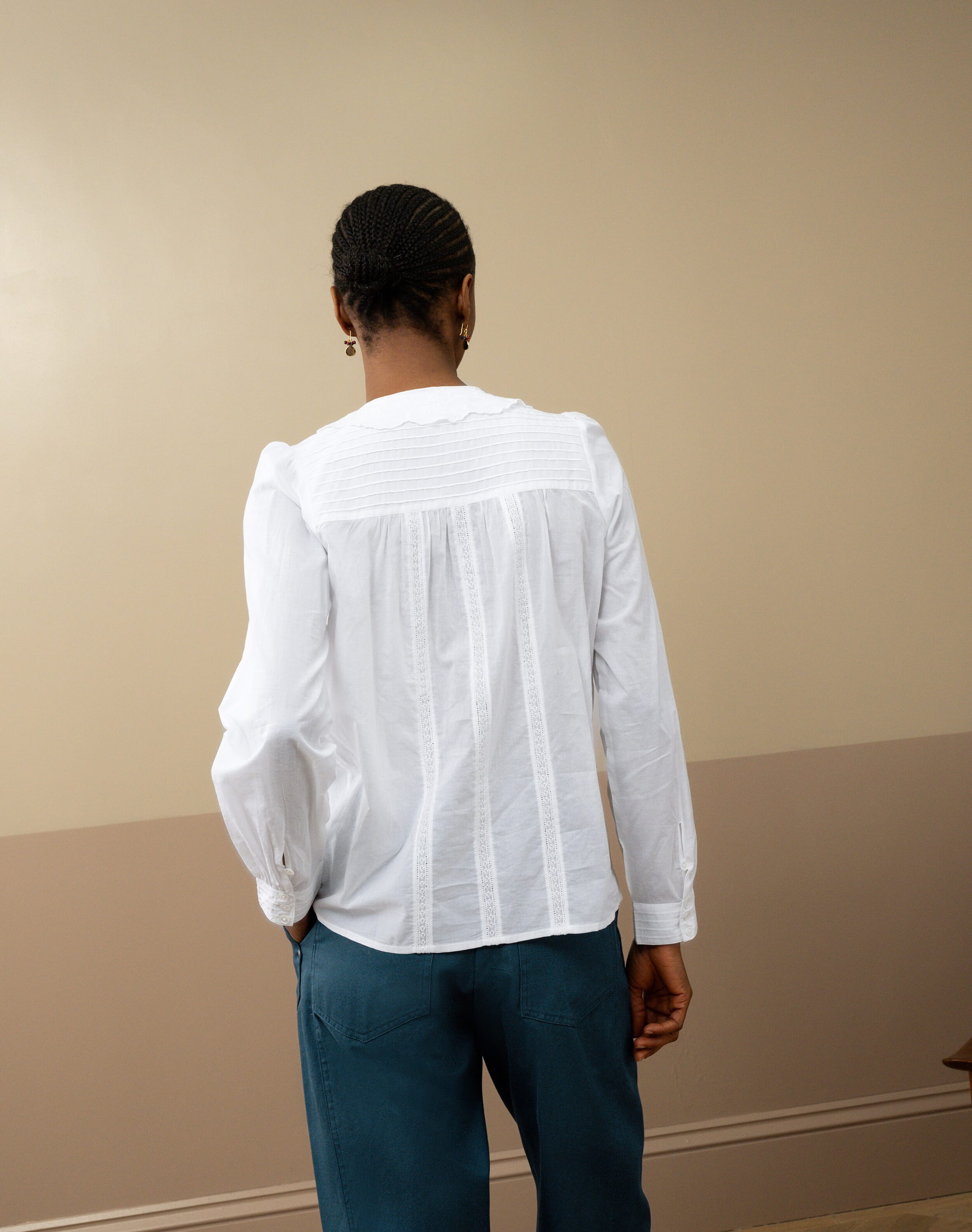 Cotton Canvas Barrel Leg Trousers