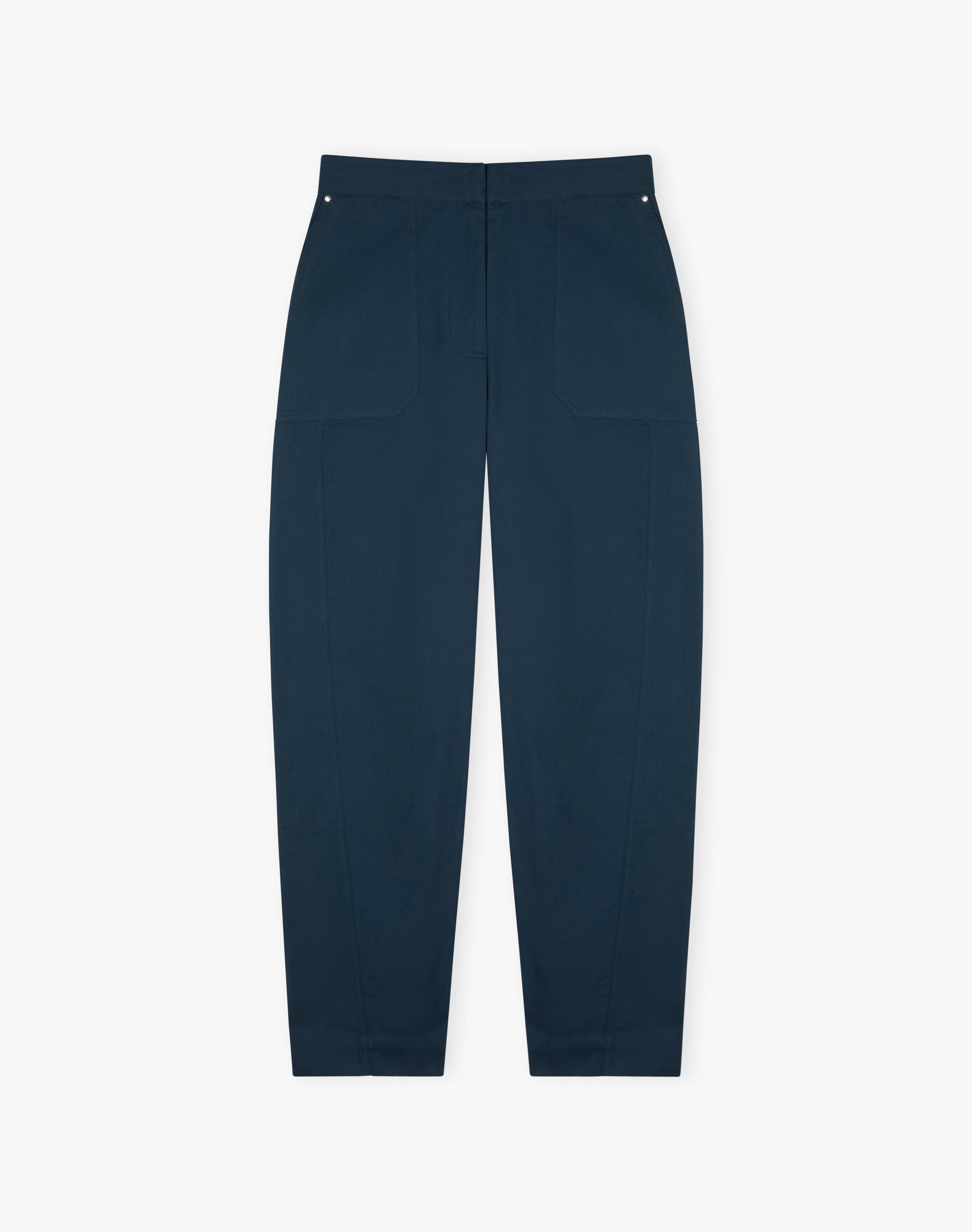 Cotton Canvas Barrel Leg Trousers