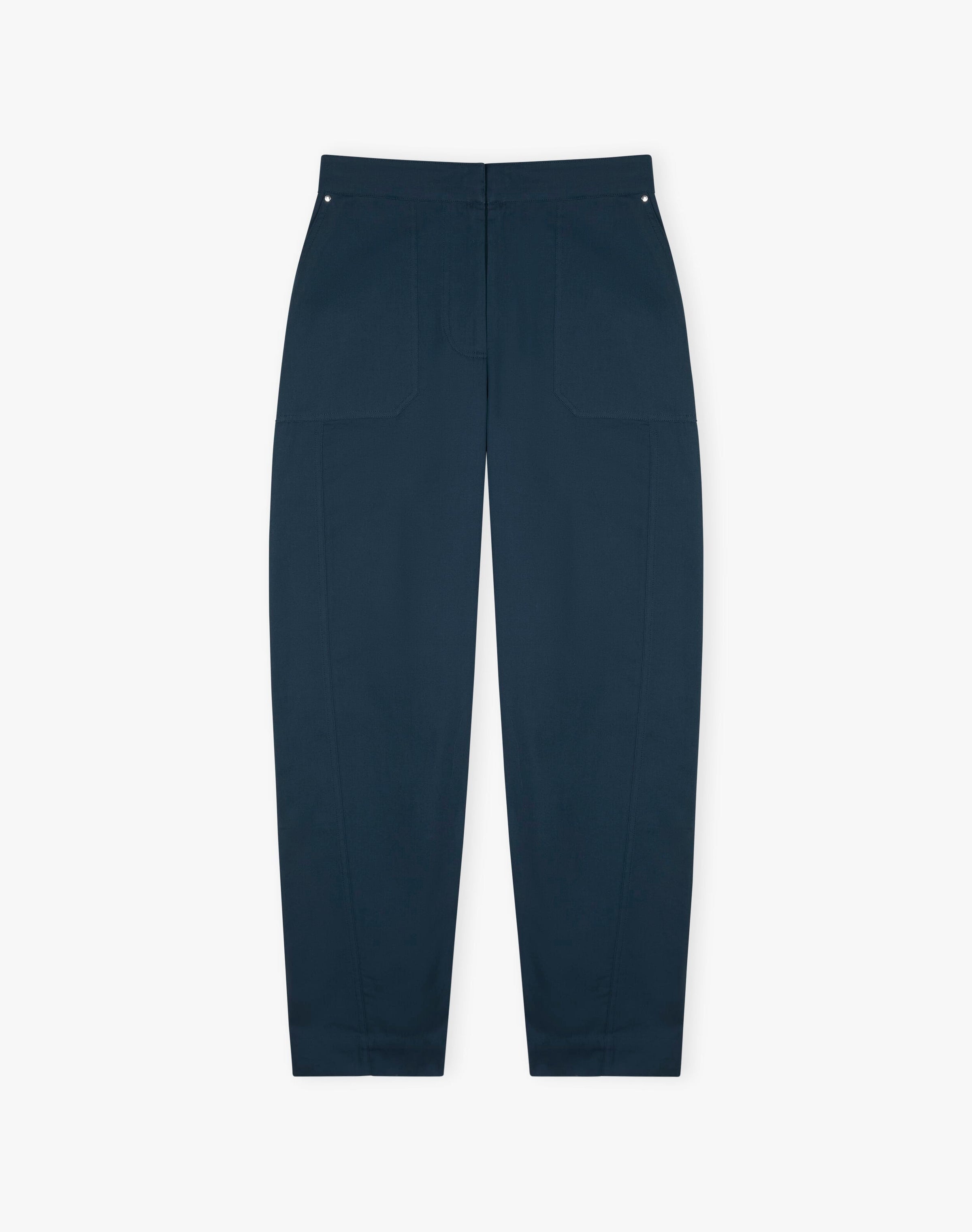 Cotton Canvas Barrel Leg Trousers