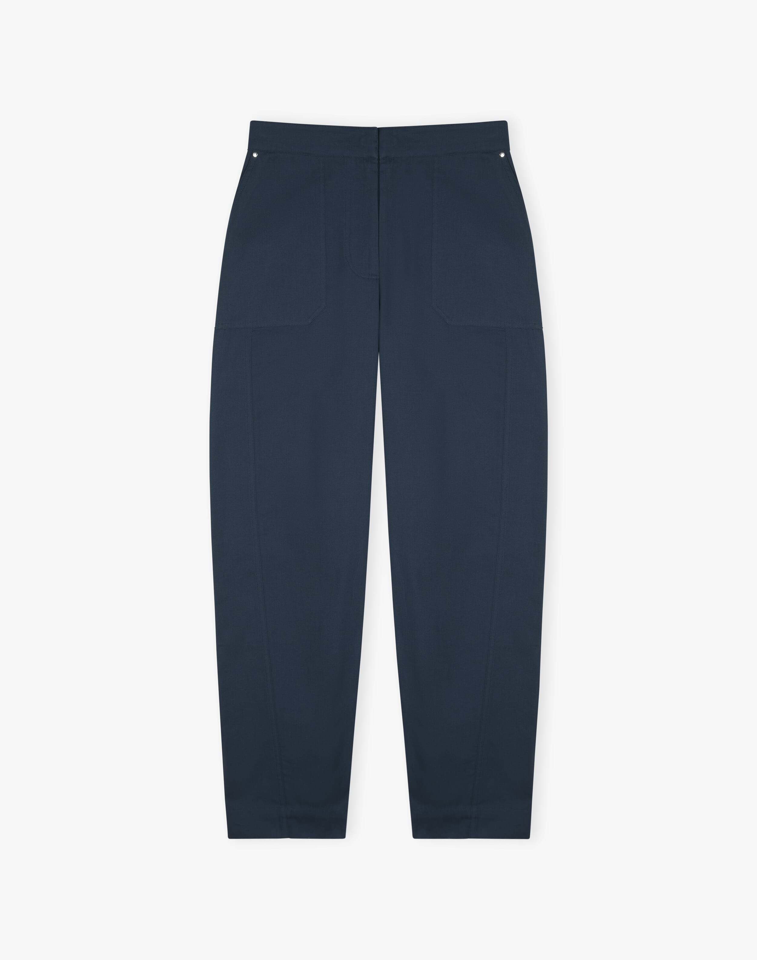 Cotton Canvas Barrel Leg Trousers