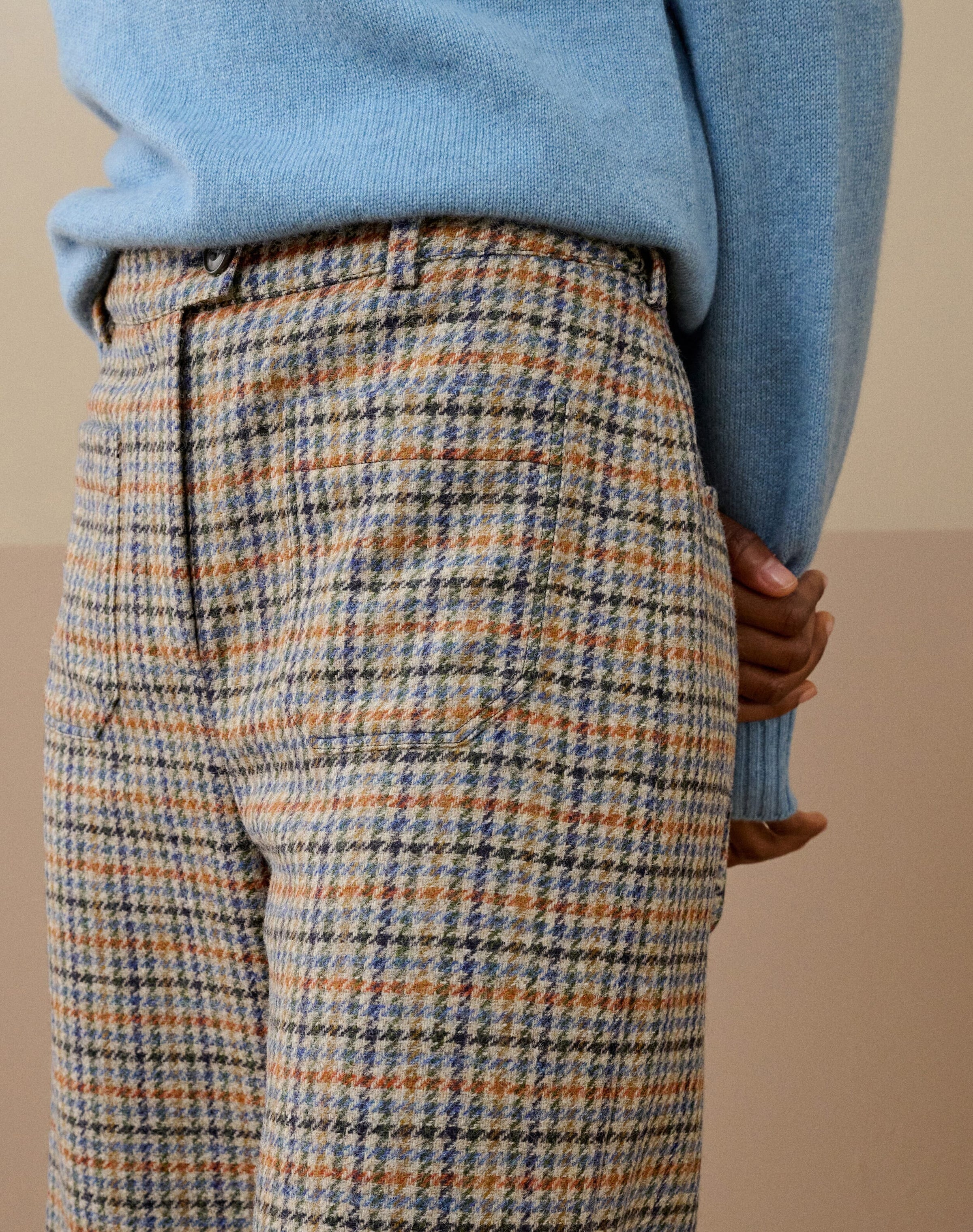 Check Wool Wide Leg Trousers