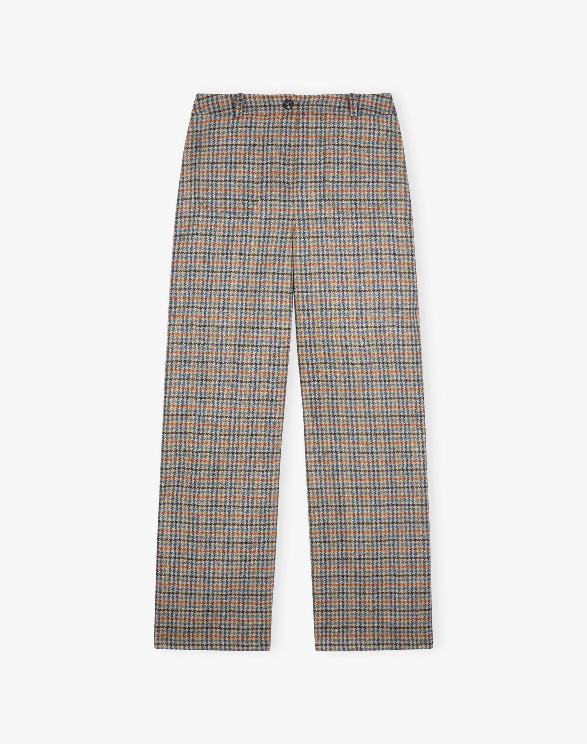 Check Wool Wide Leg Trousers