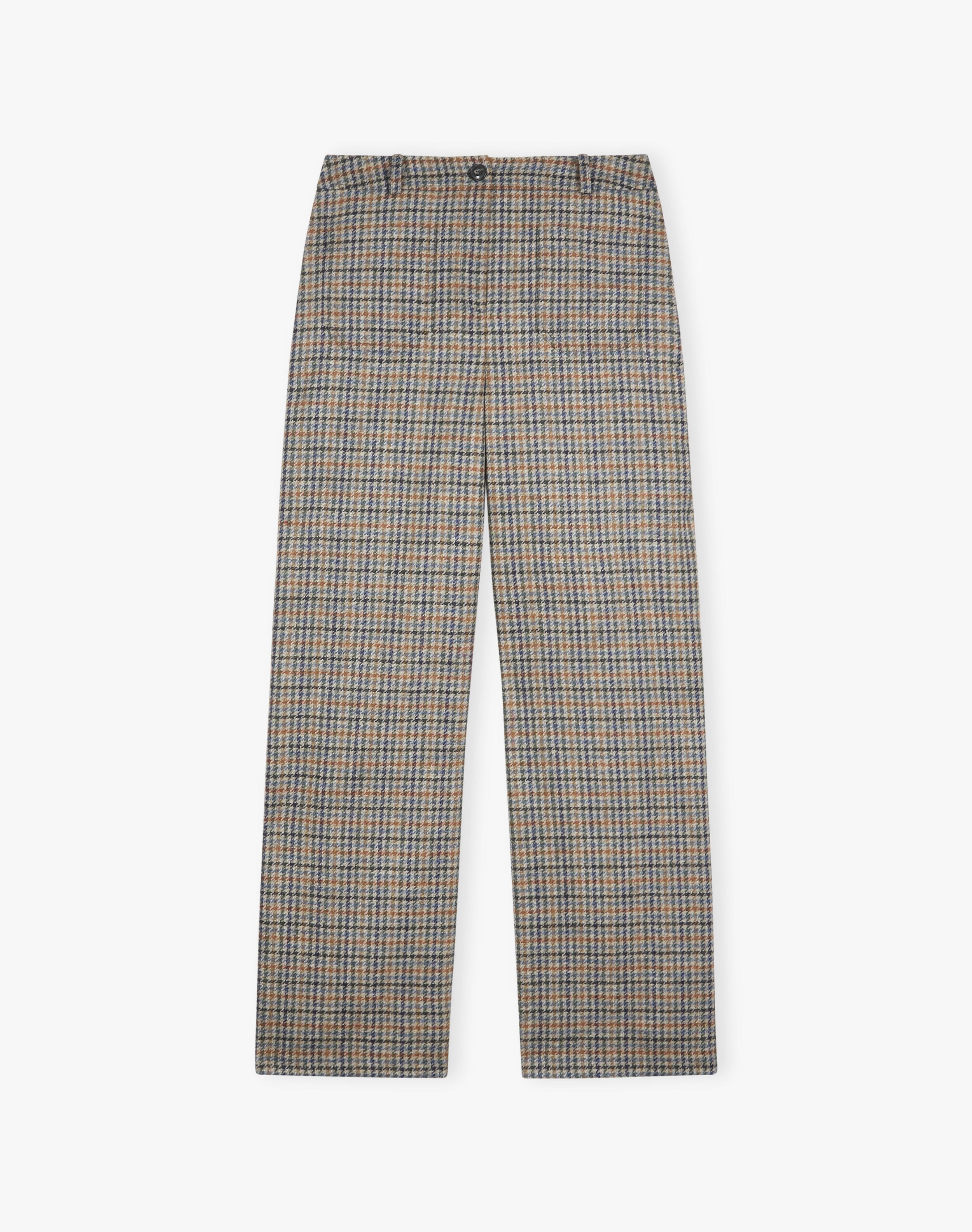 Check Wool Wide Leg Trousers