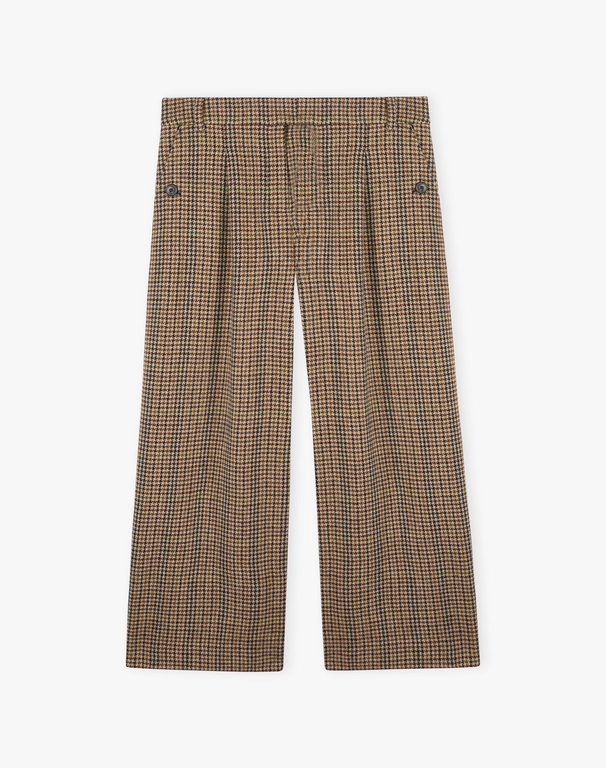 Houndstooth Wool Cropped Trousers