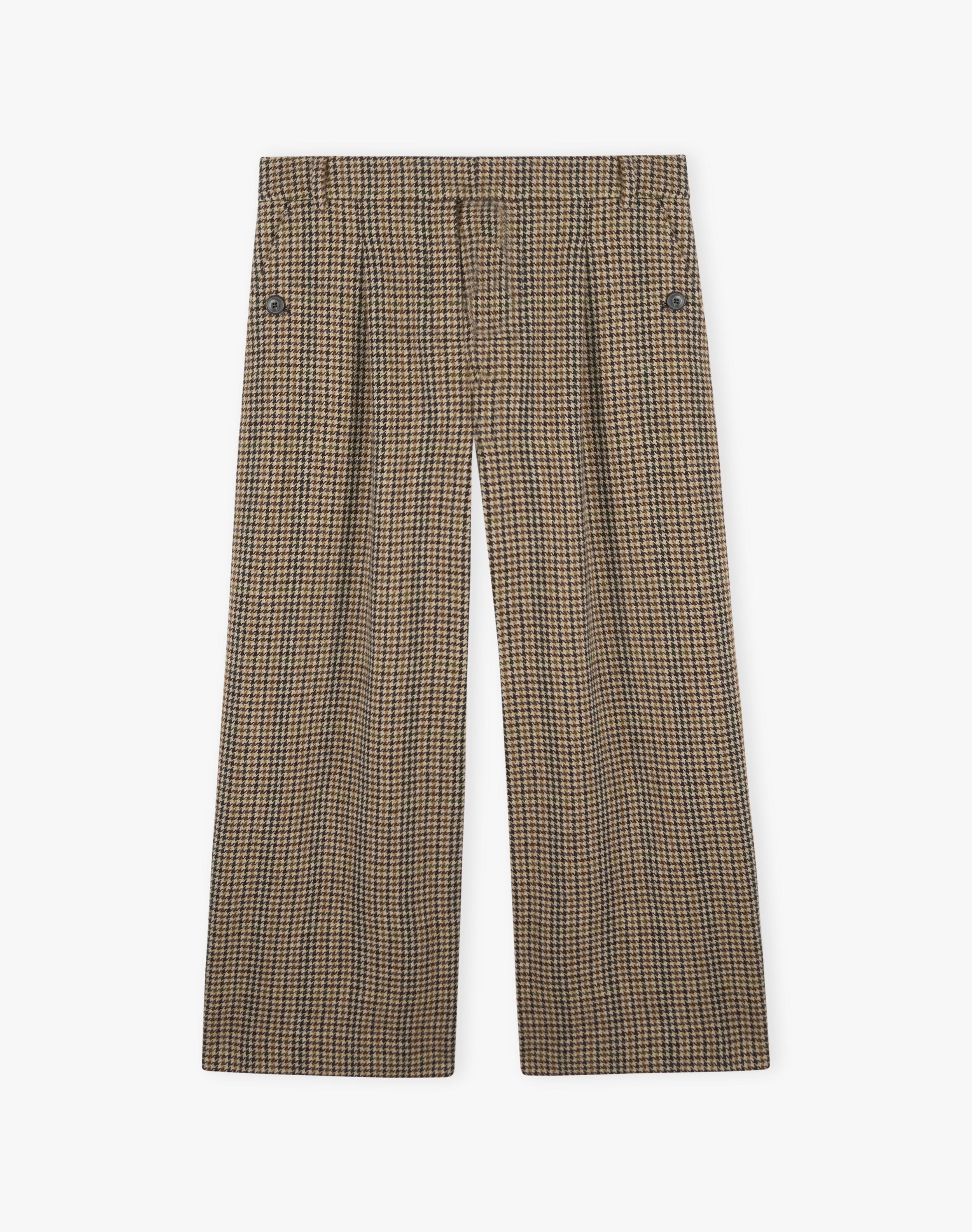 Houndstooth Wool Cropped Trousers