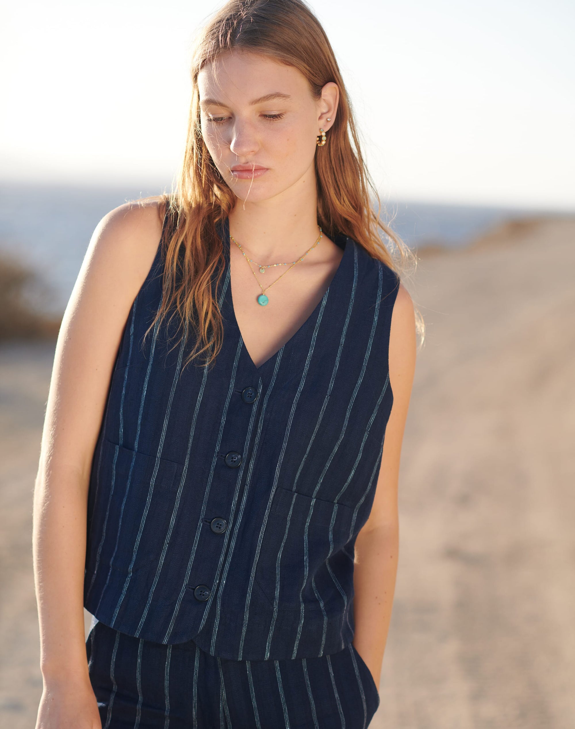 Stripe Linen Waistcoat