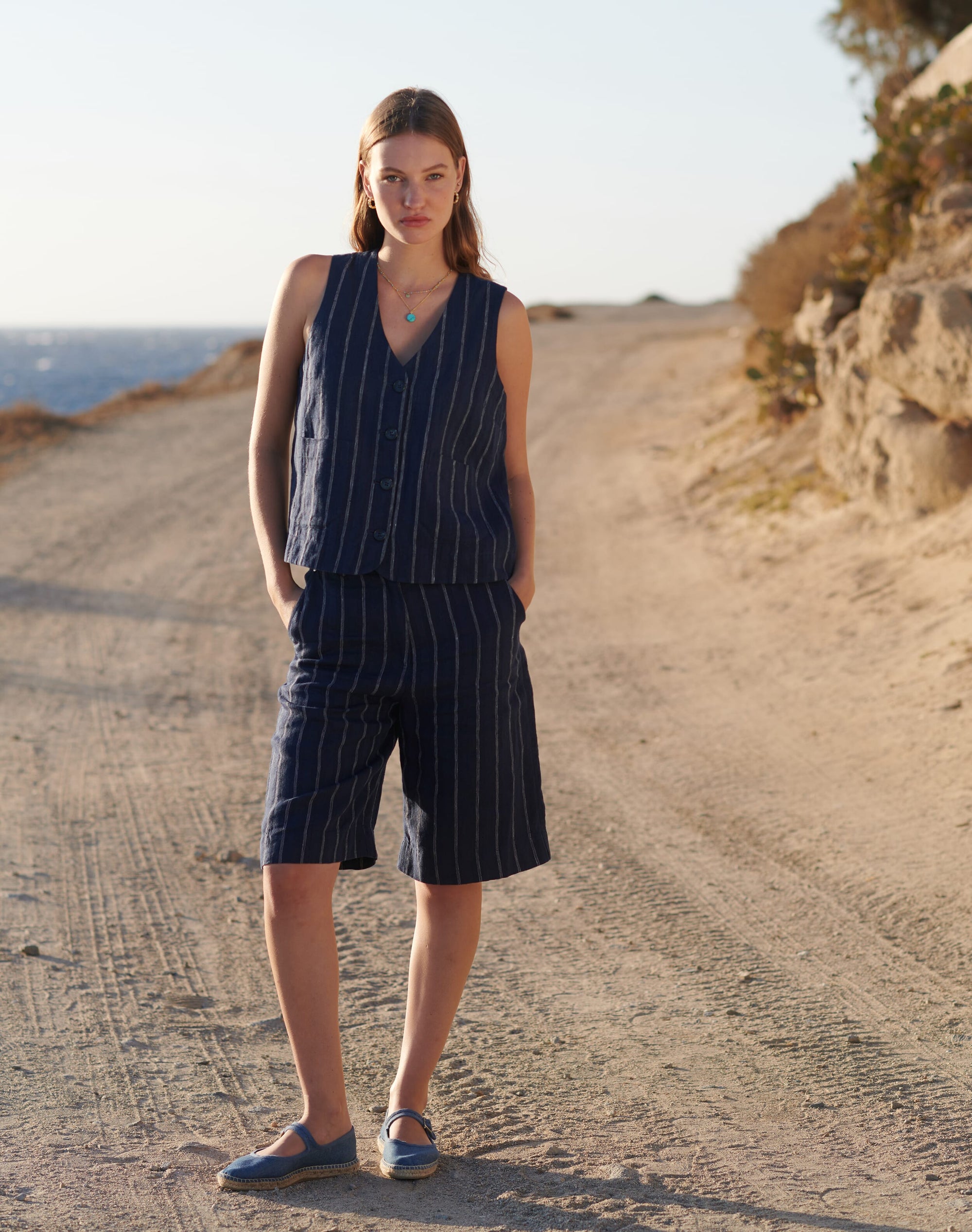 Stripe Linen Waistcoat