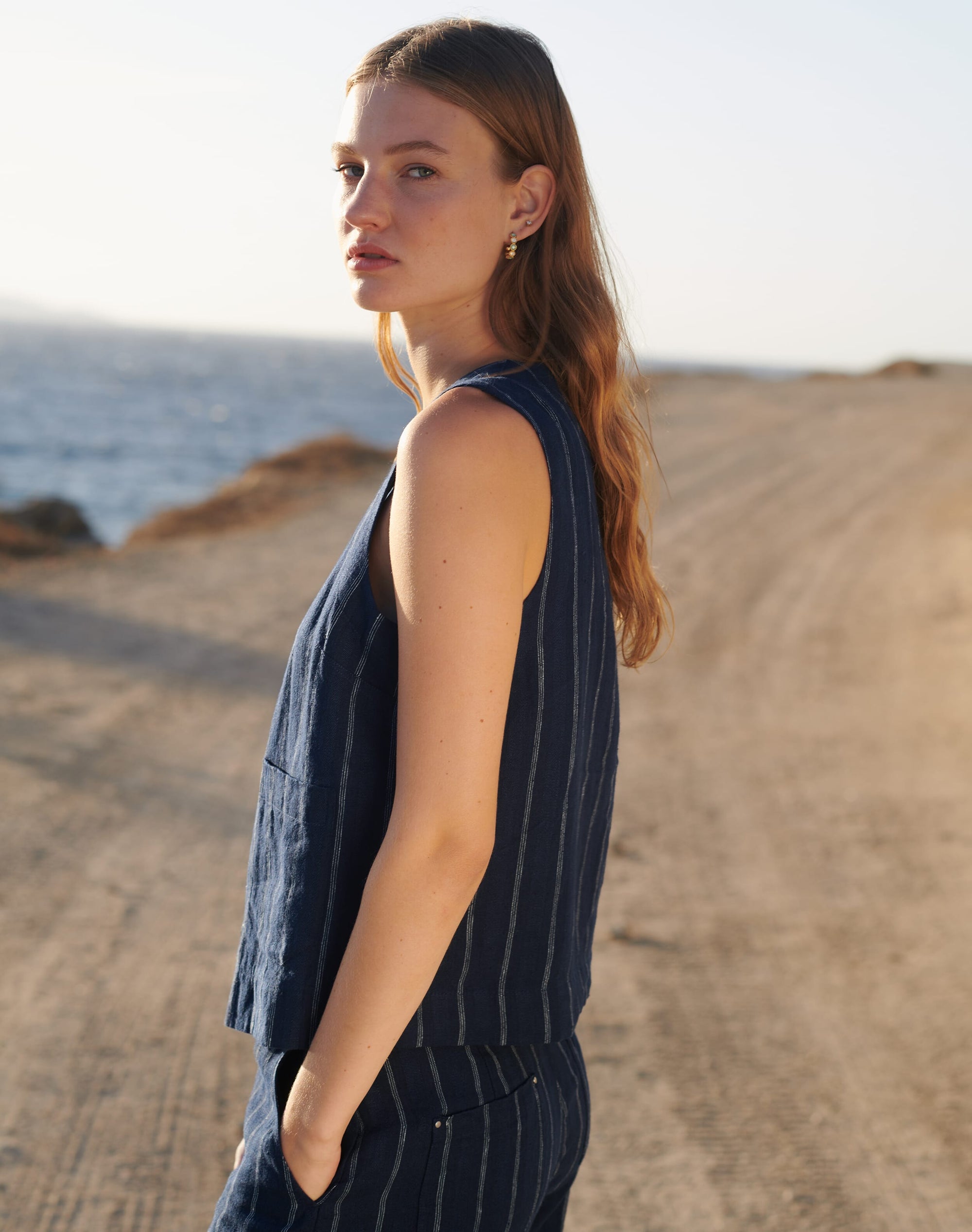 Stripe Linen Waistcoat