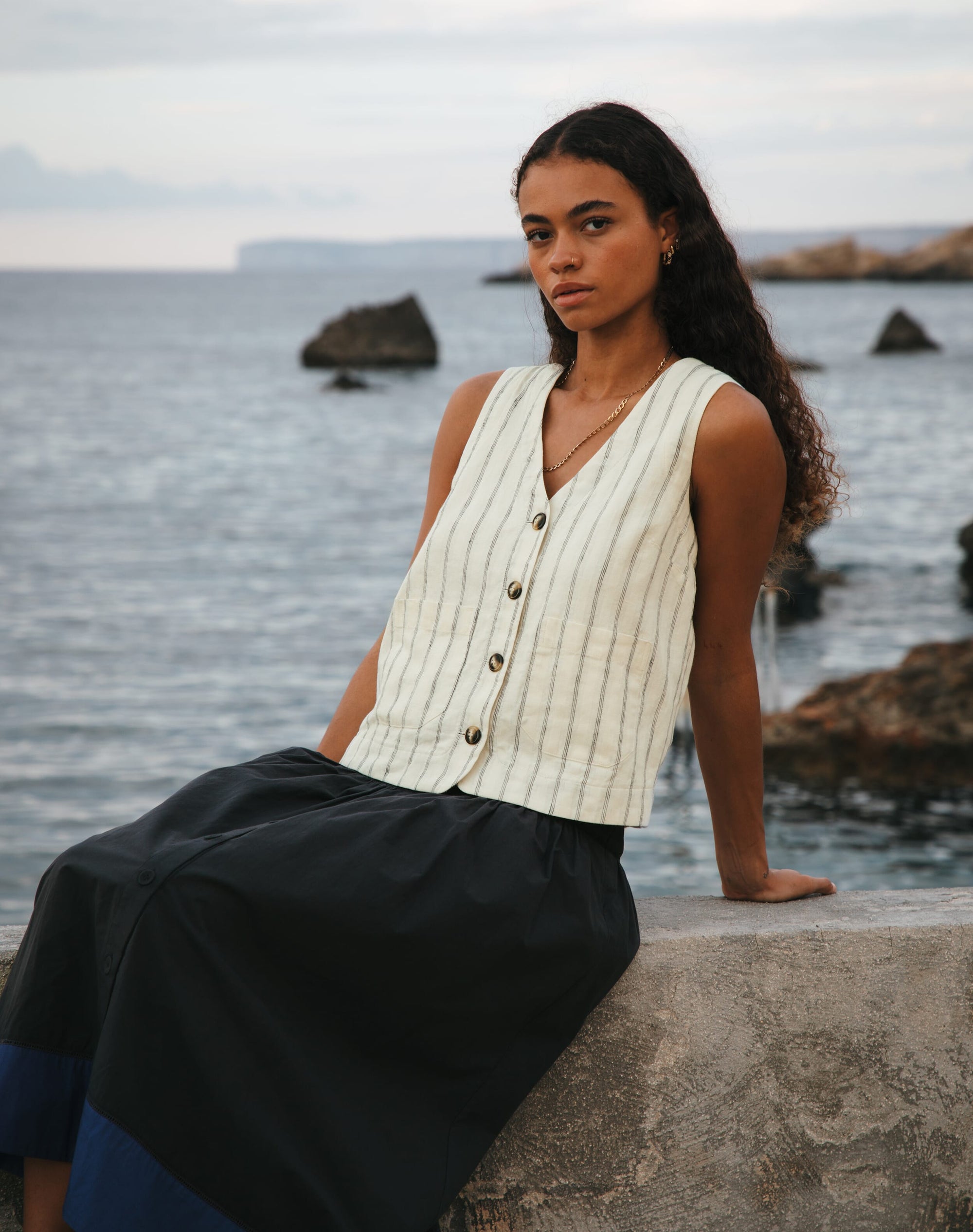 Stripe Linen Waistcoat