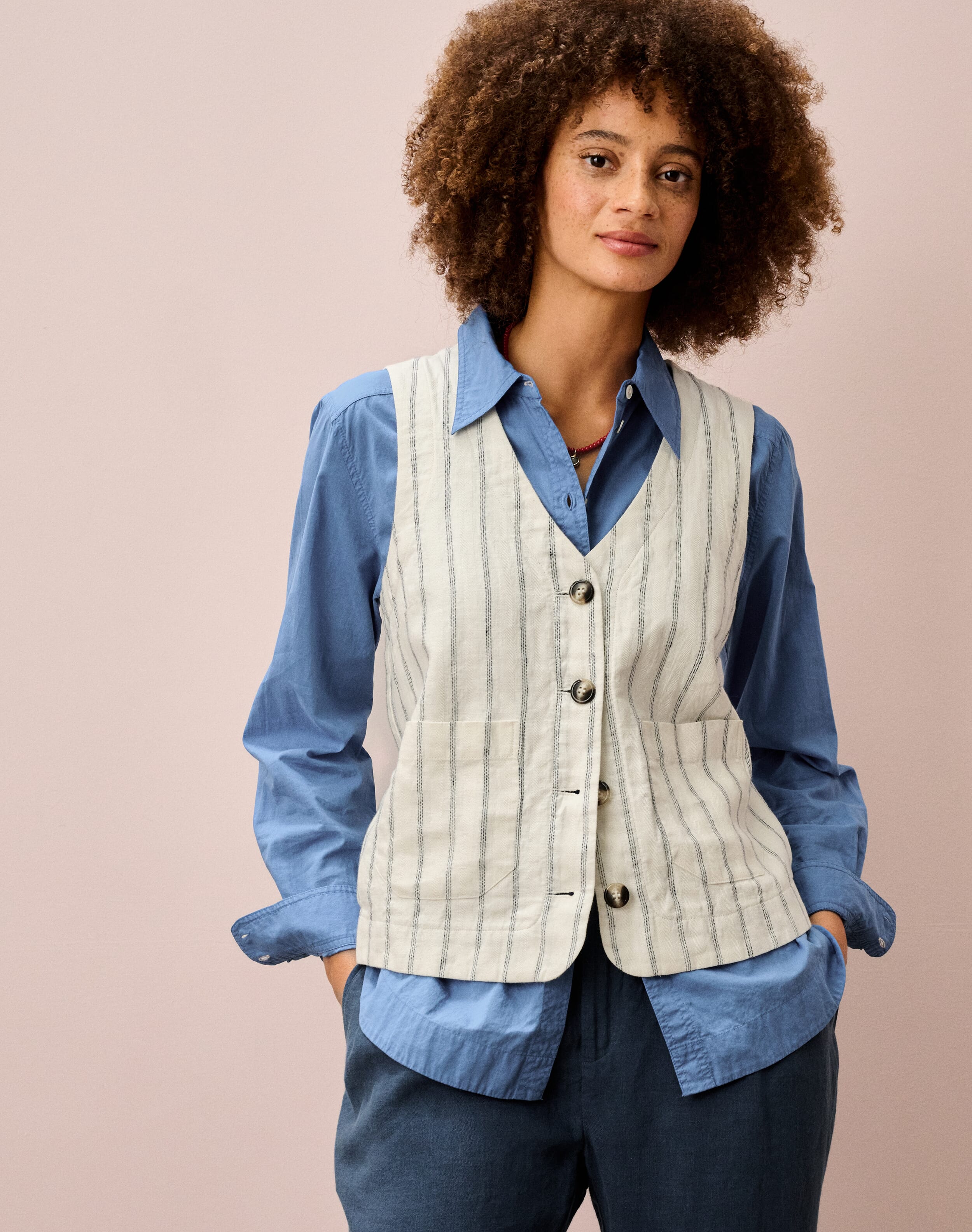 Stripe Linen Waistcoat