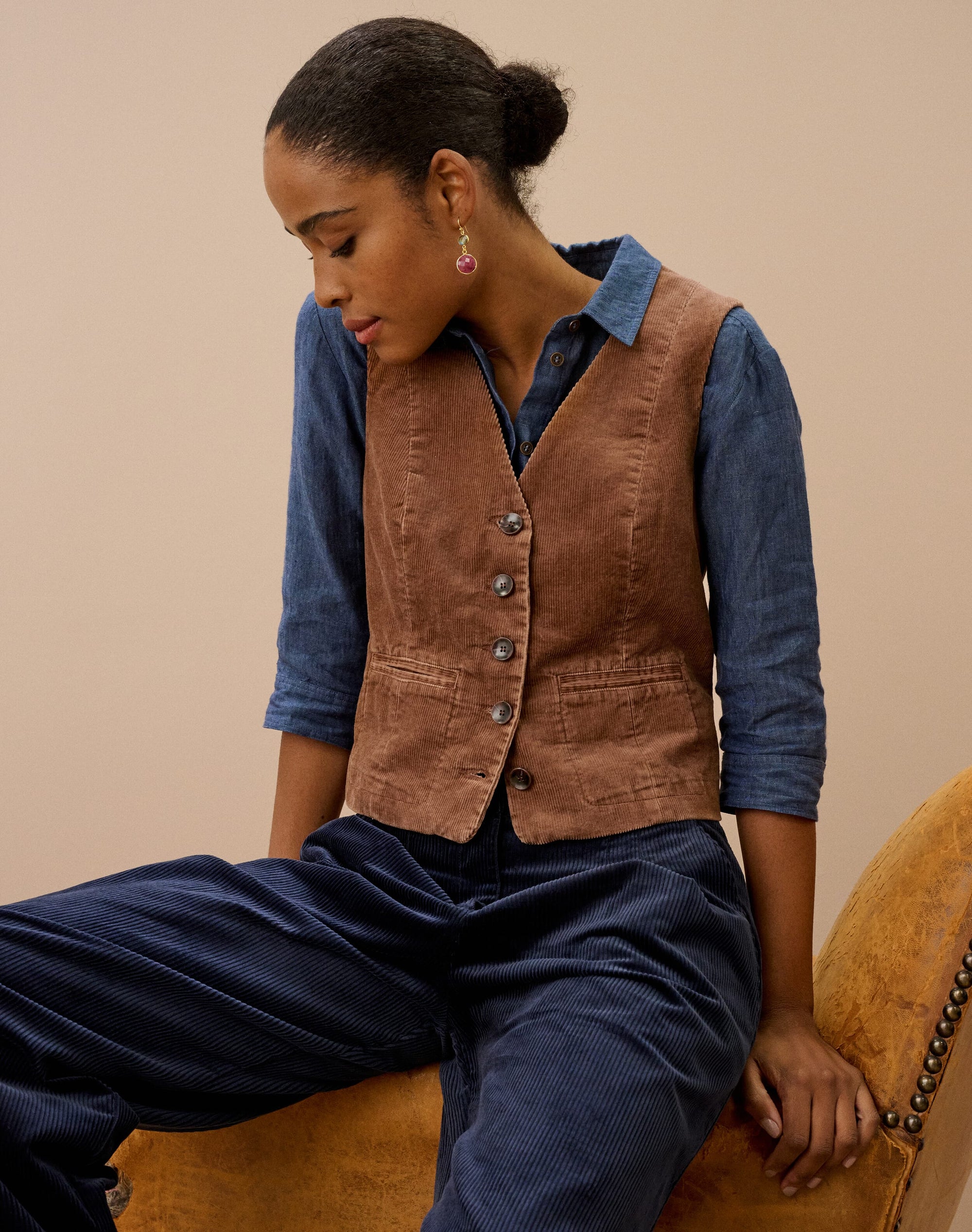 Laundered Organic Cord Waistcoat