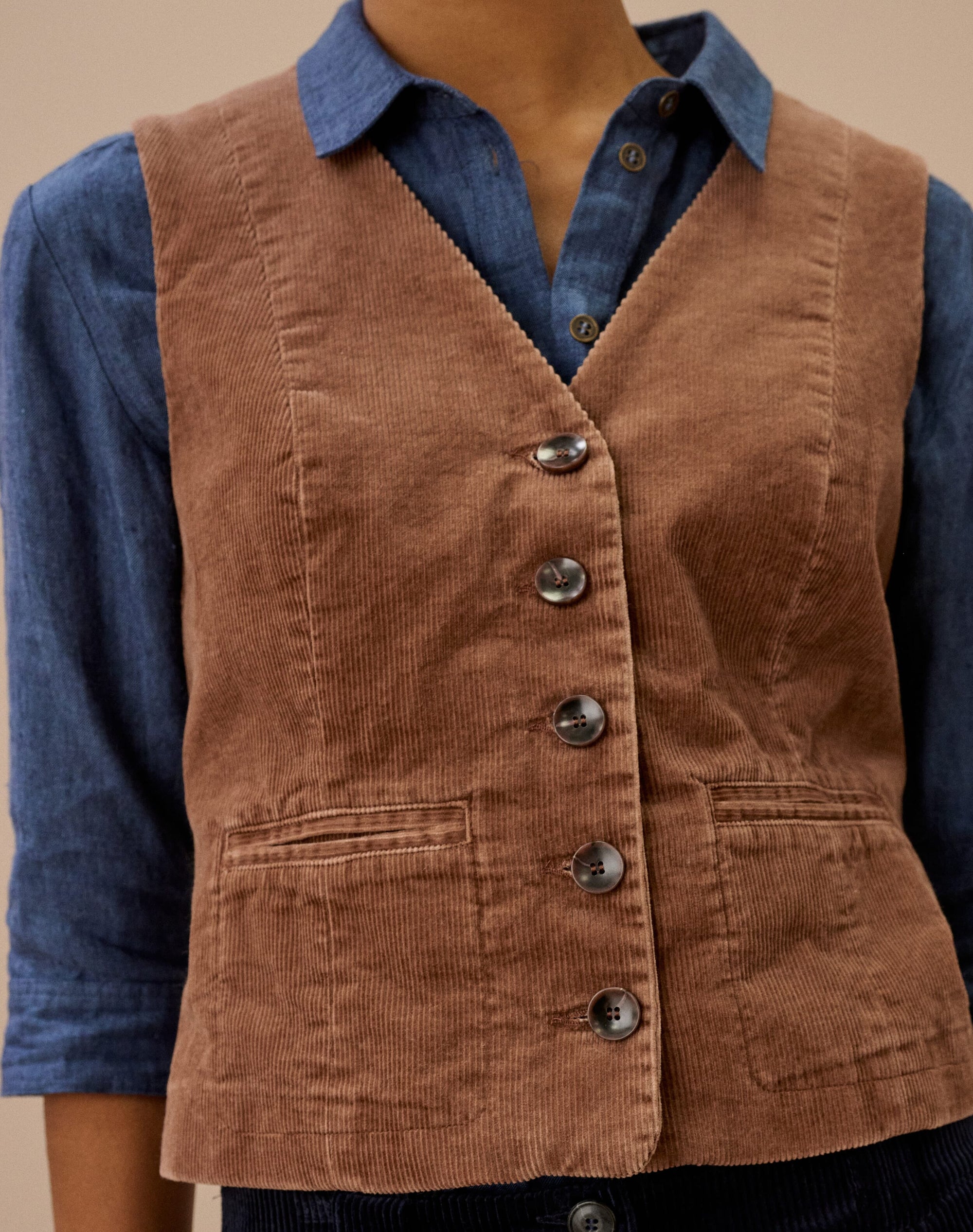 Laundered Organic Cord Waistcoat