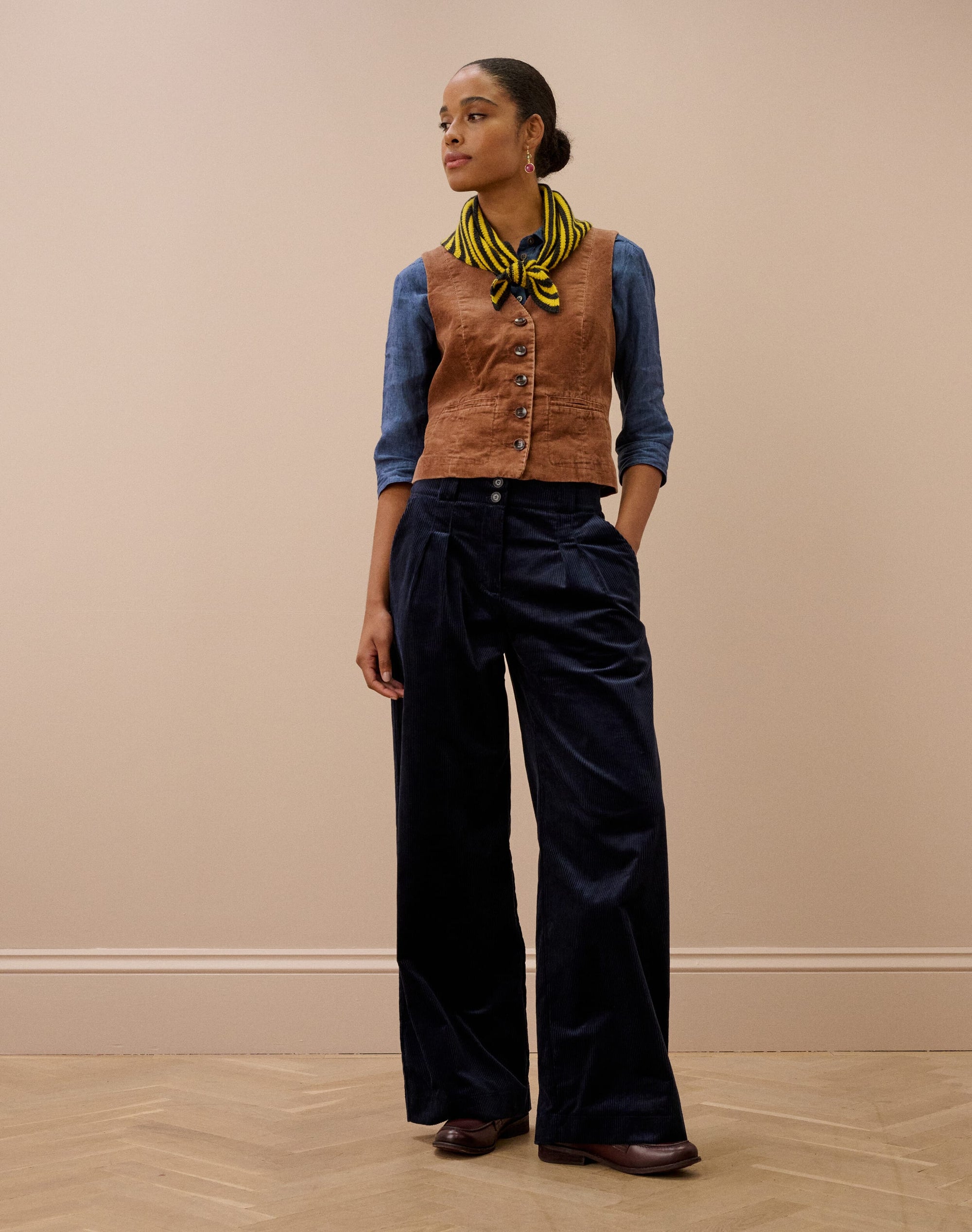 Laundered Organic Cord Waistcoat