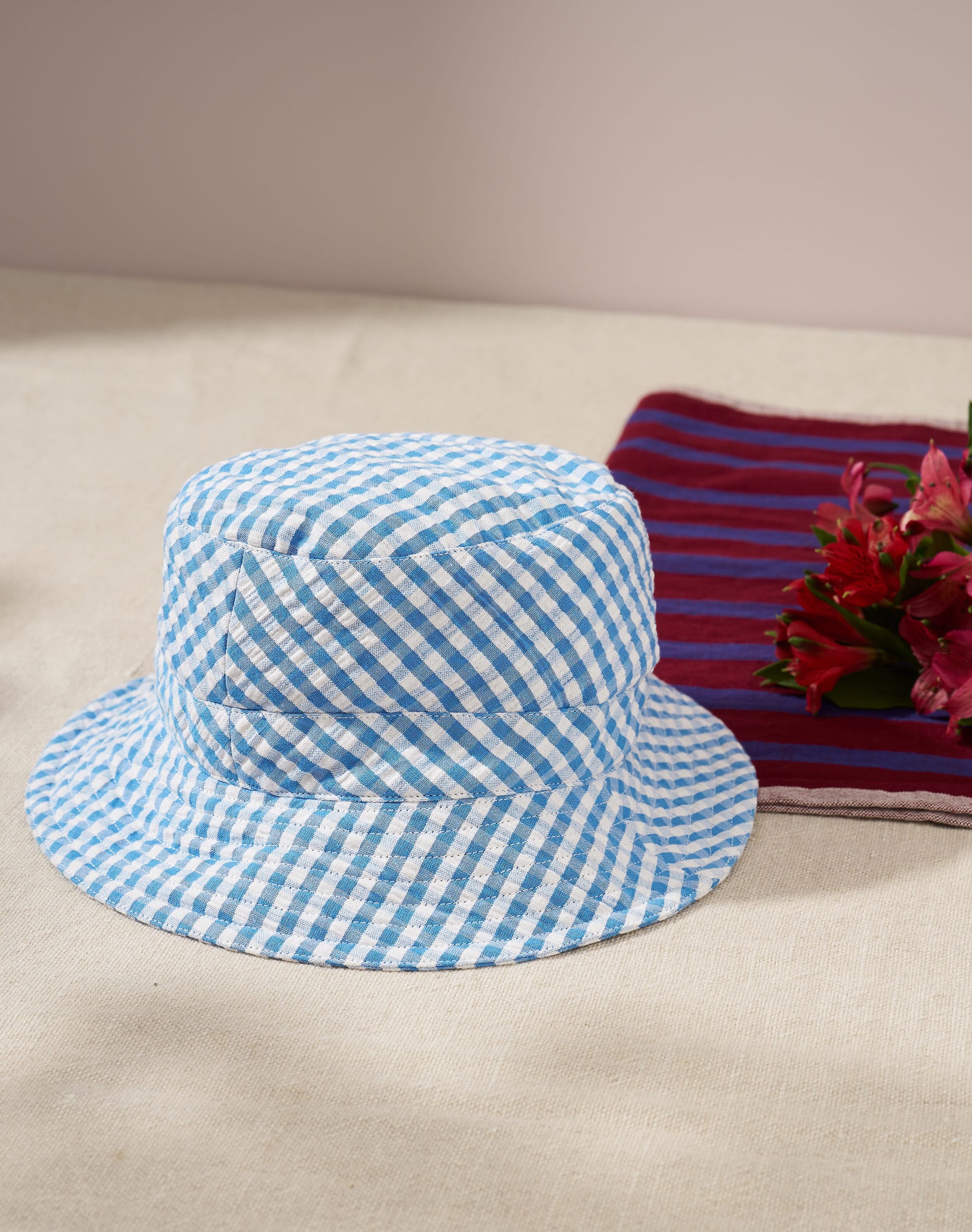 Cotton Gingham Bucket Hat