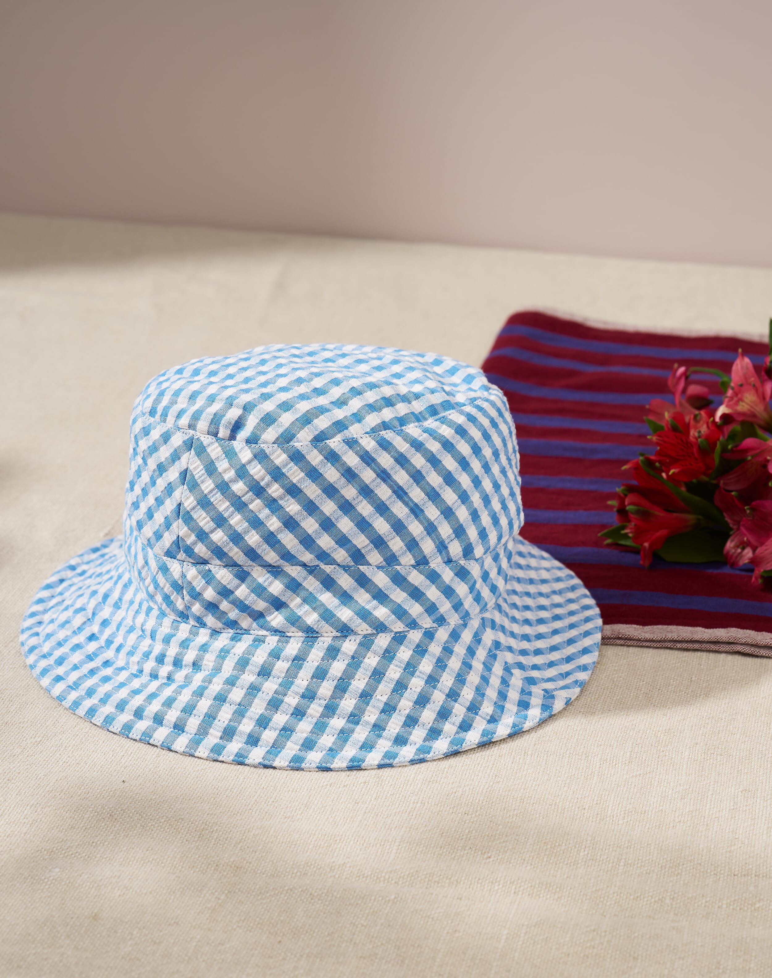 Cotton Gingham Bucket Hat