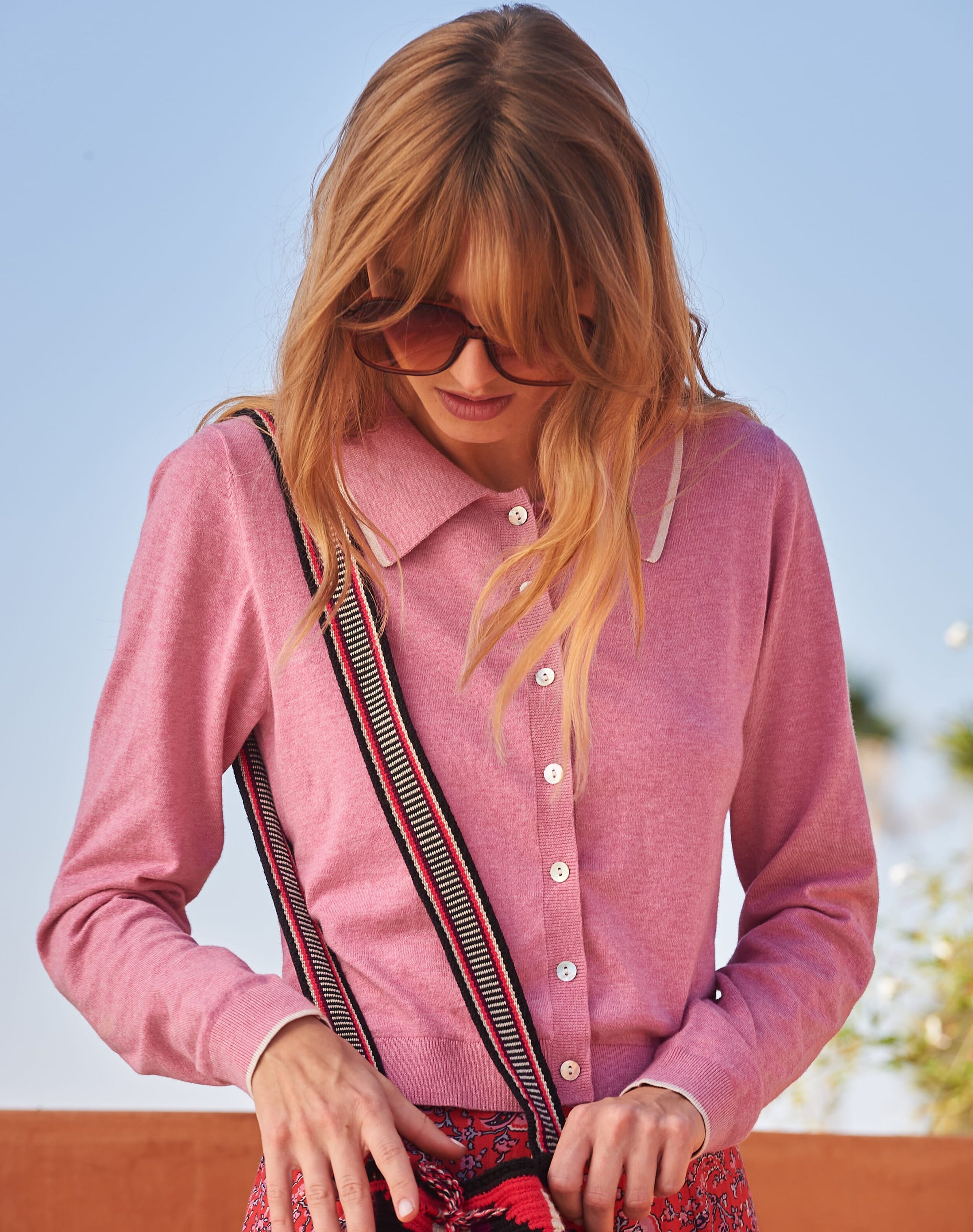 Cotton Knit Collared Cardigan