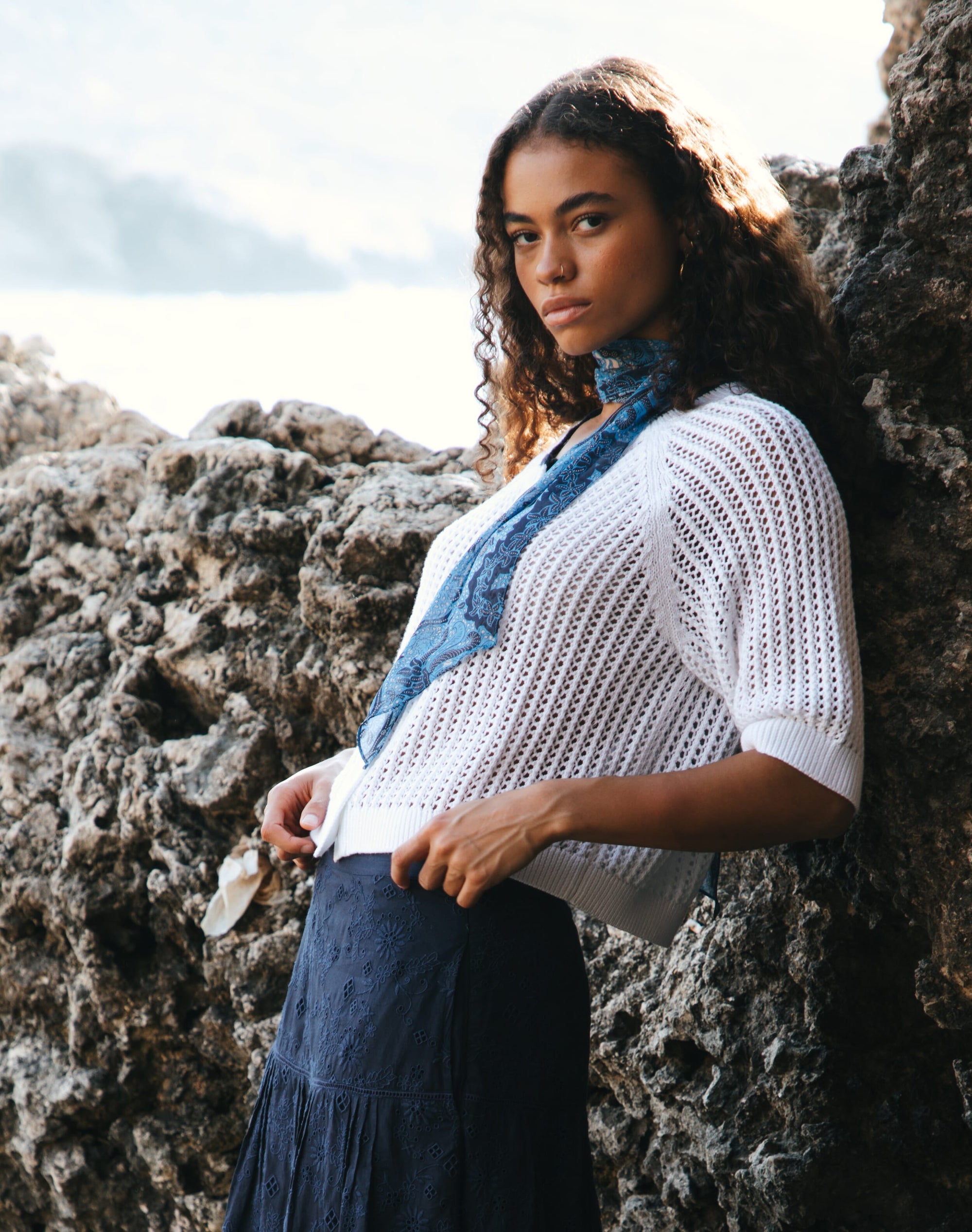 Cotton Knit Crochet Cardigan
