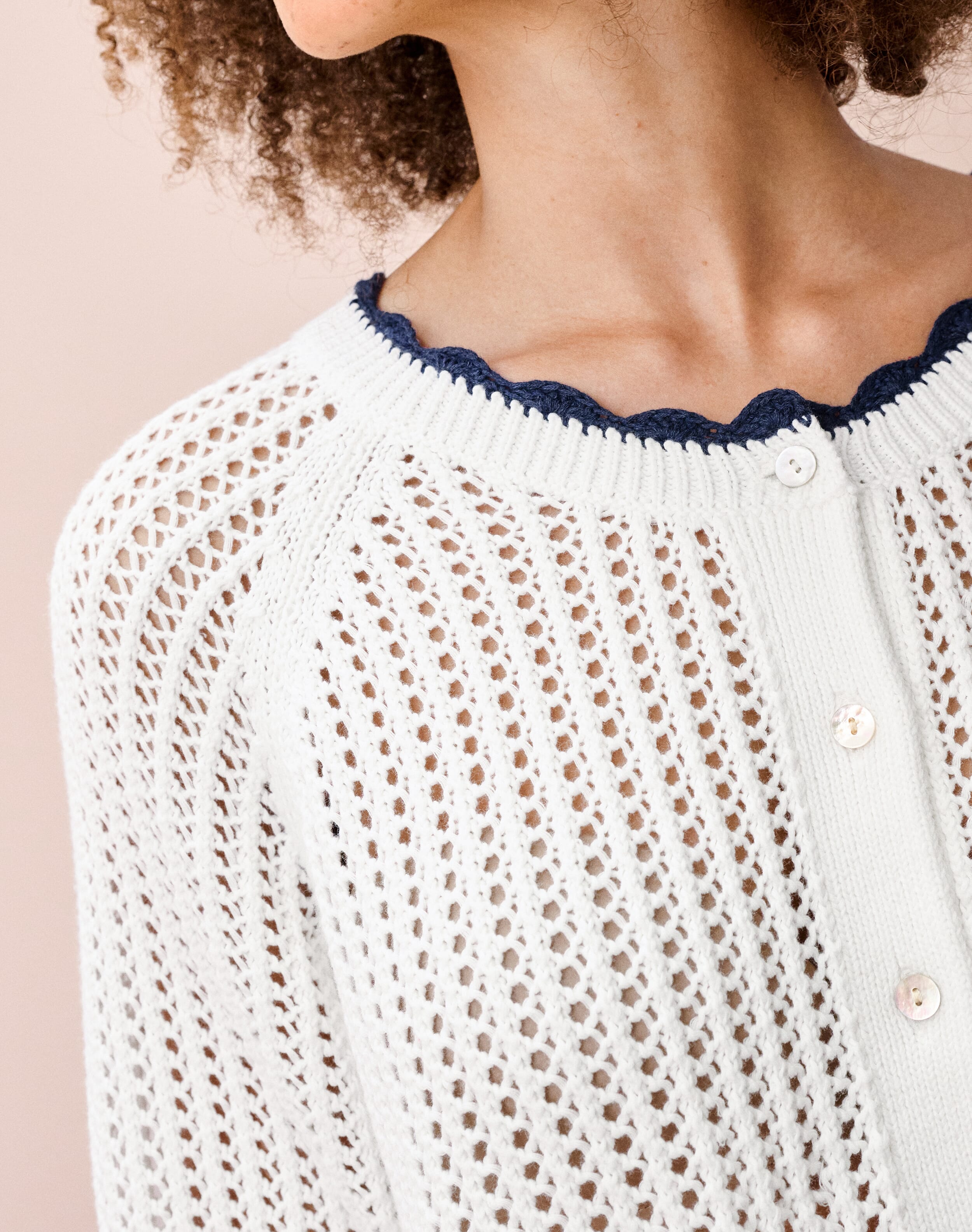 Cotton Knit Crochet Cardigan
