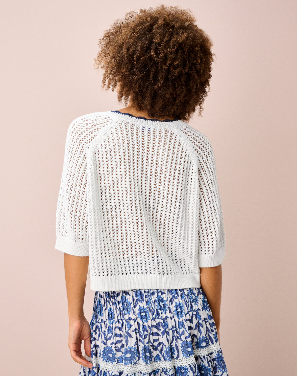 Cotton Knit Crochet Cardigan