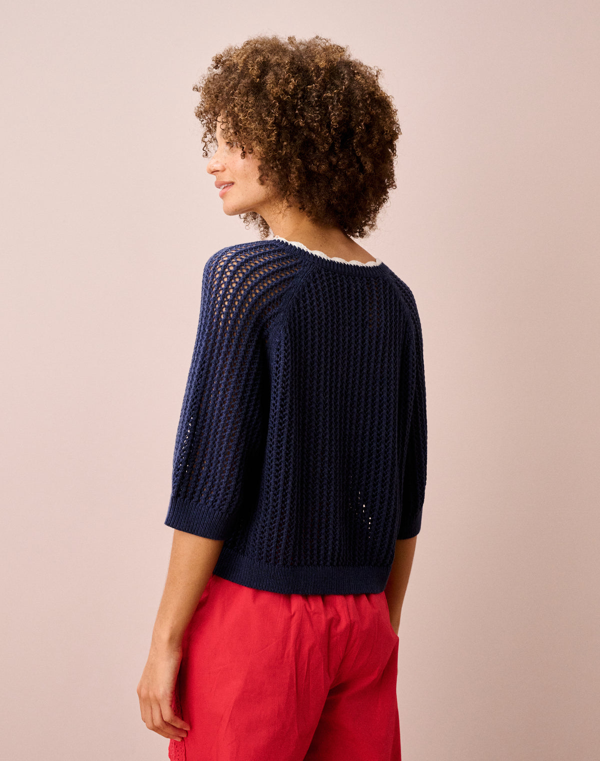 Cotton Knit Crochet Cardigan