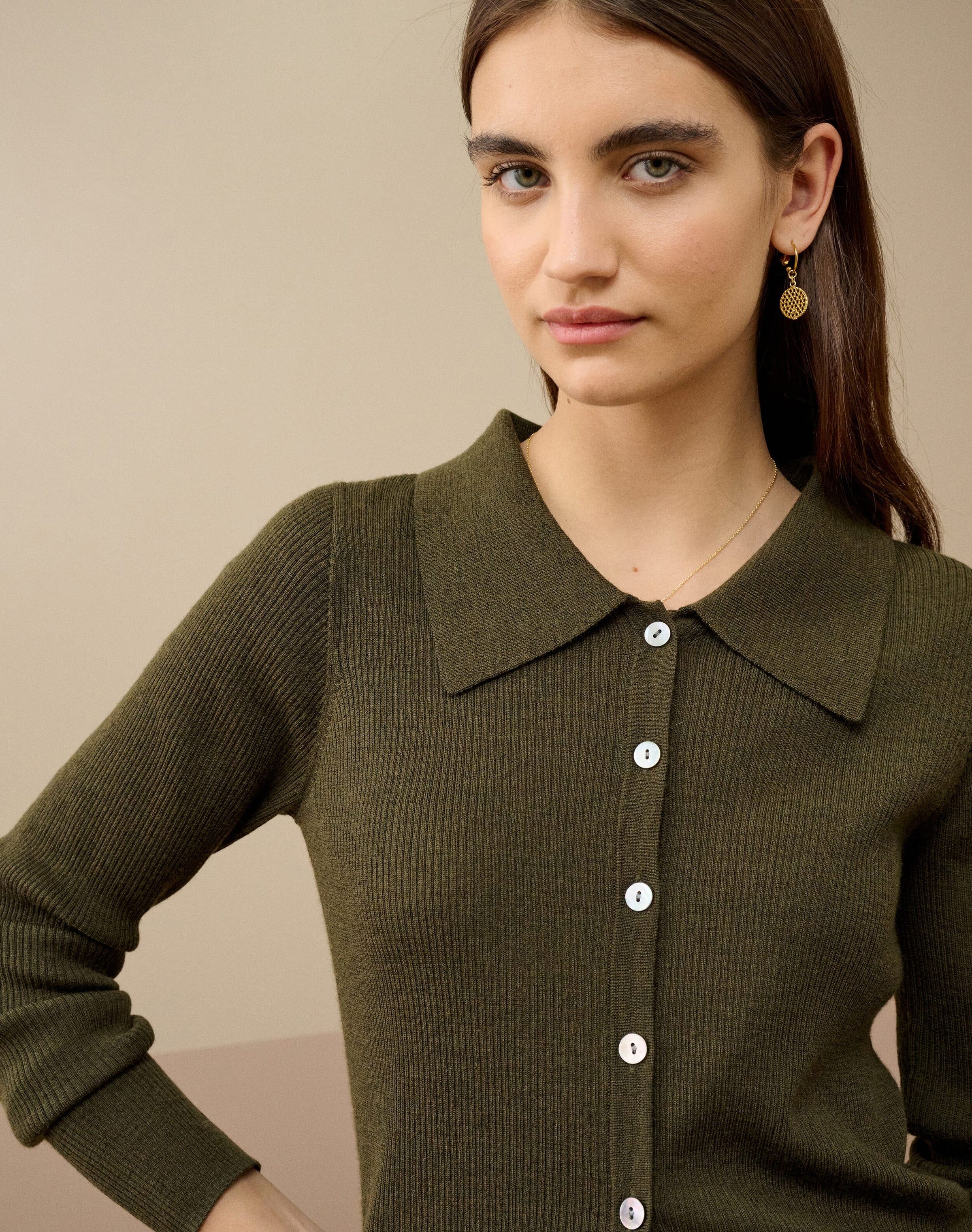 Merino Collared Cardigan