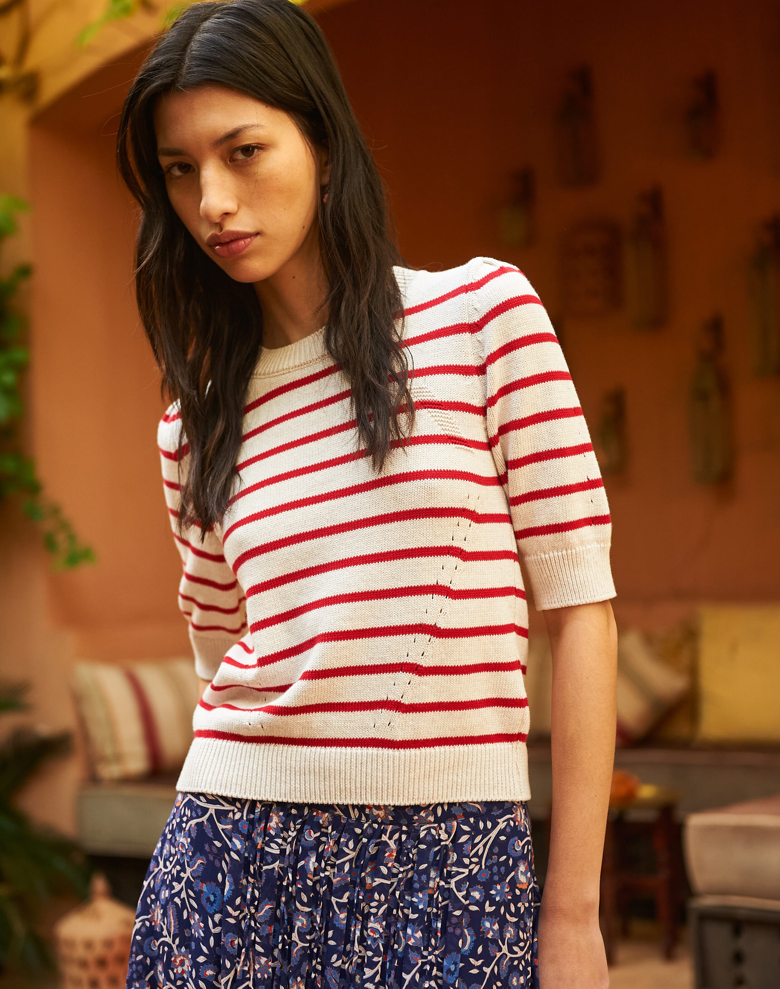 Cotton Knit Stripe Jumper