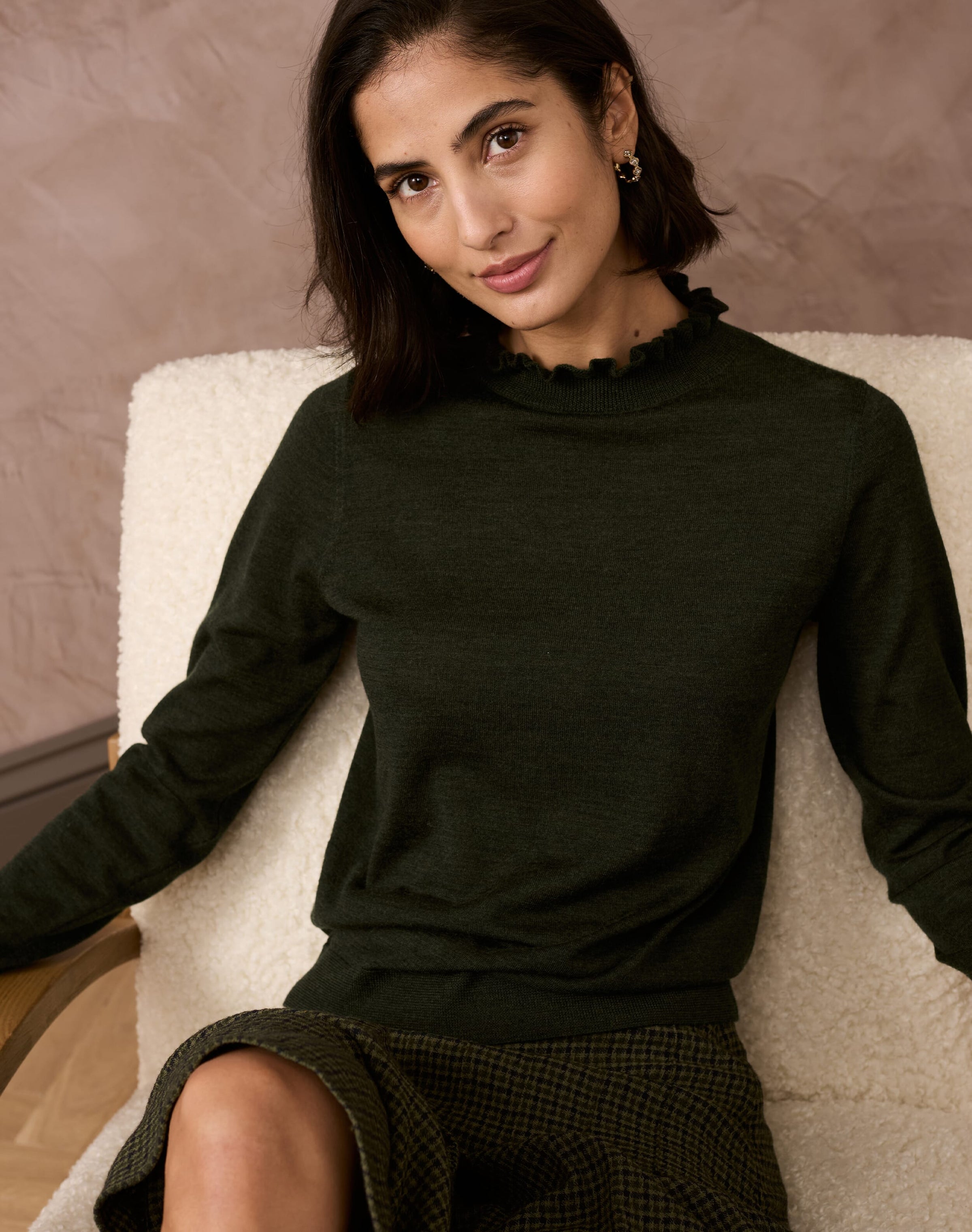 Merino Ruffle Trim Jumper
