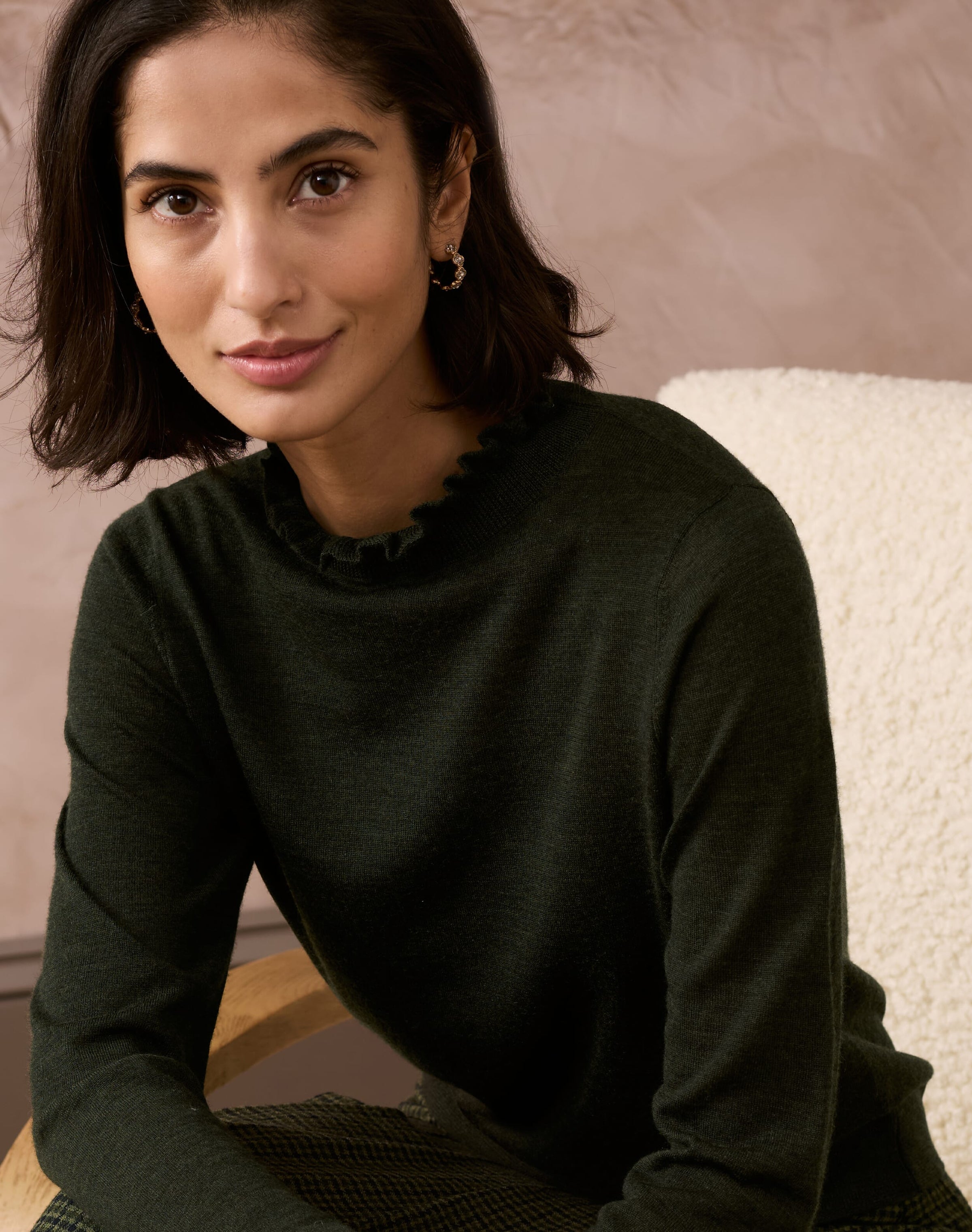 Merino Ruffle Trim Jumper