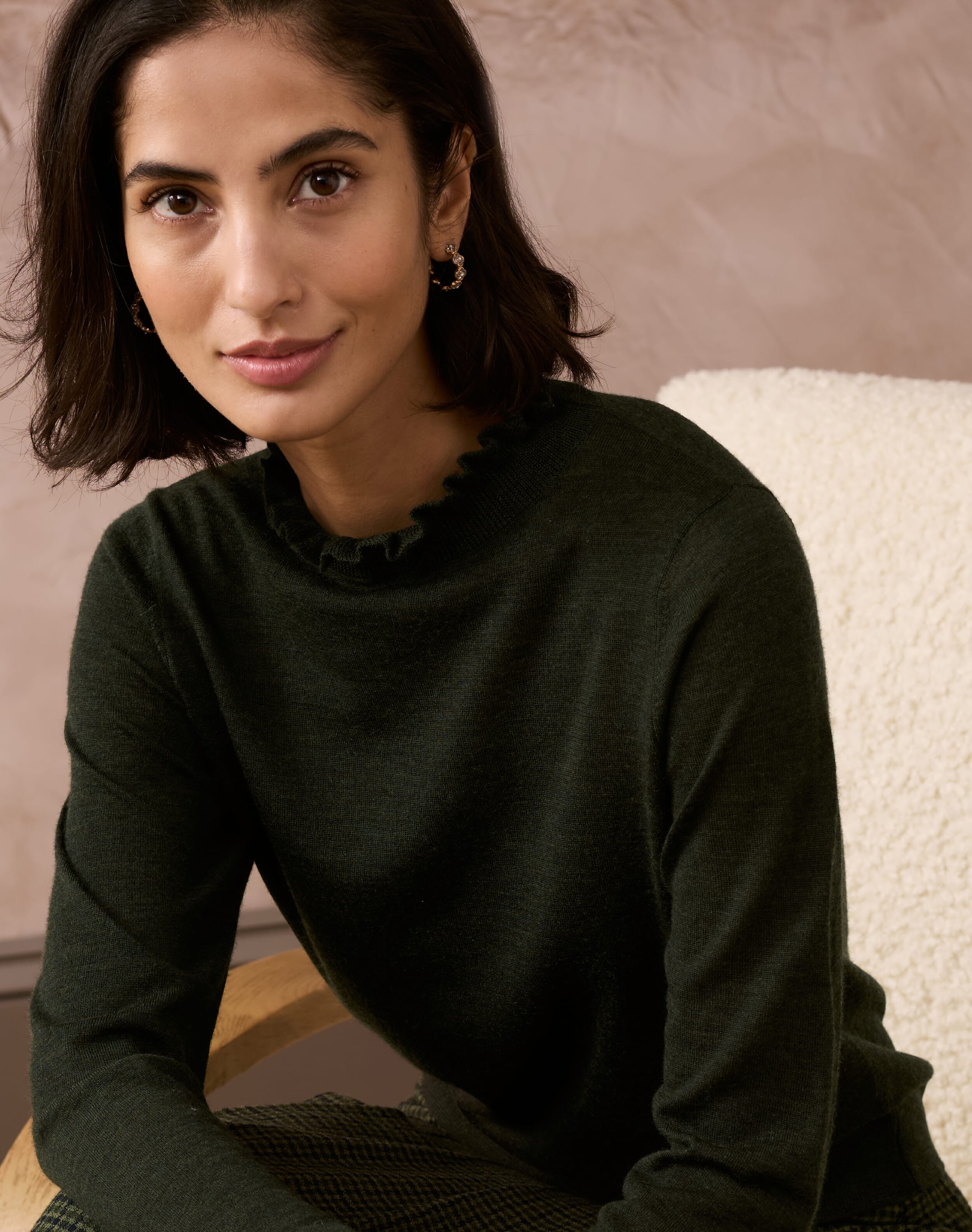 Merino Ruffle Trim Jumper