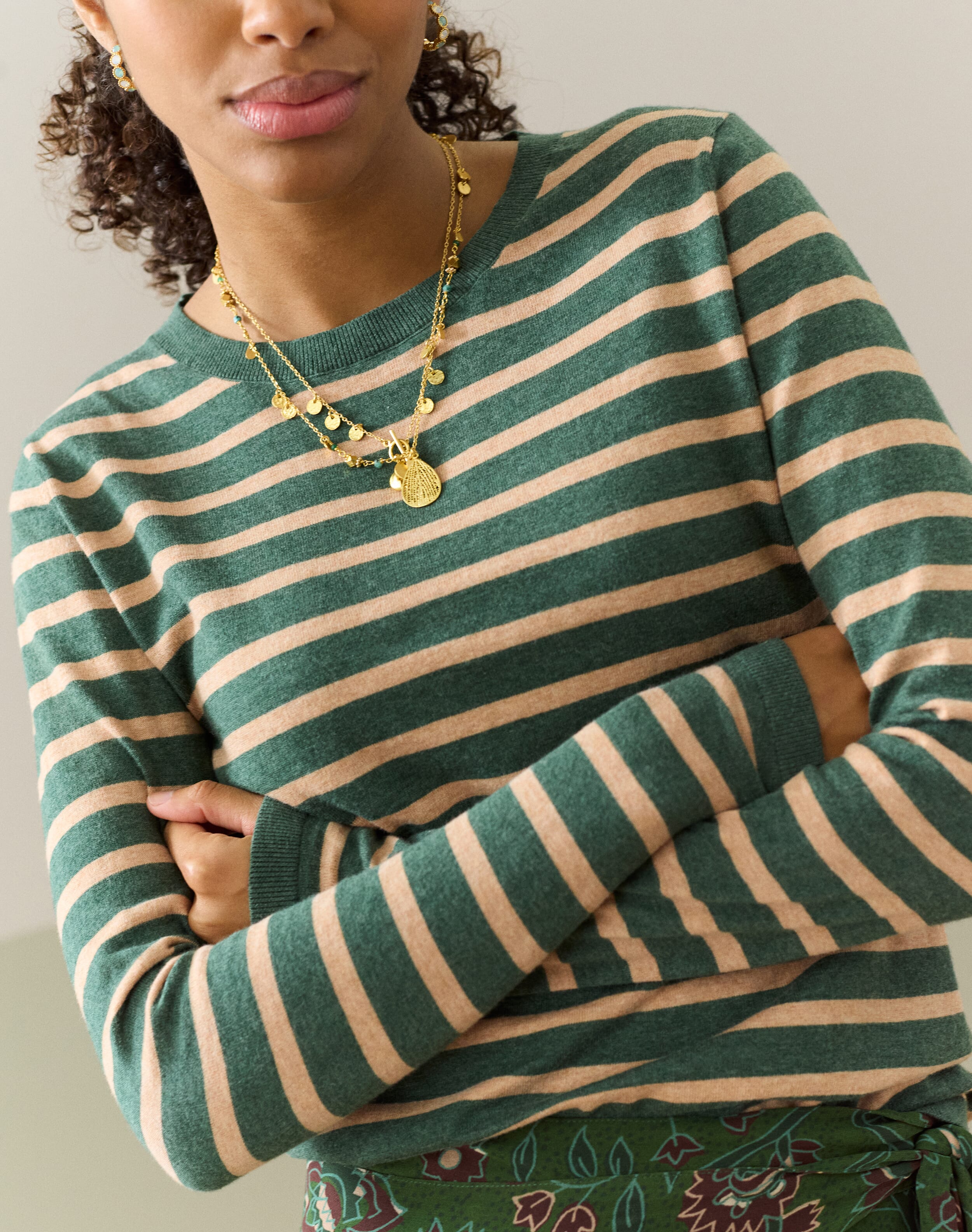 Cotton Knit Stripe T-Shirt