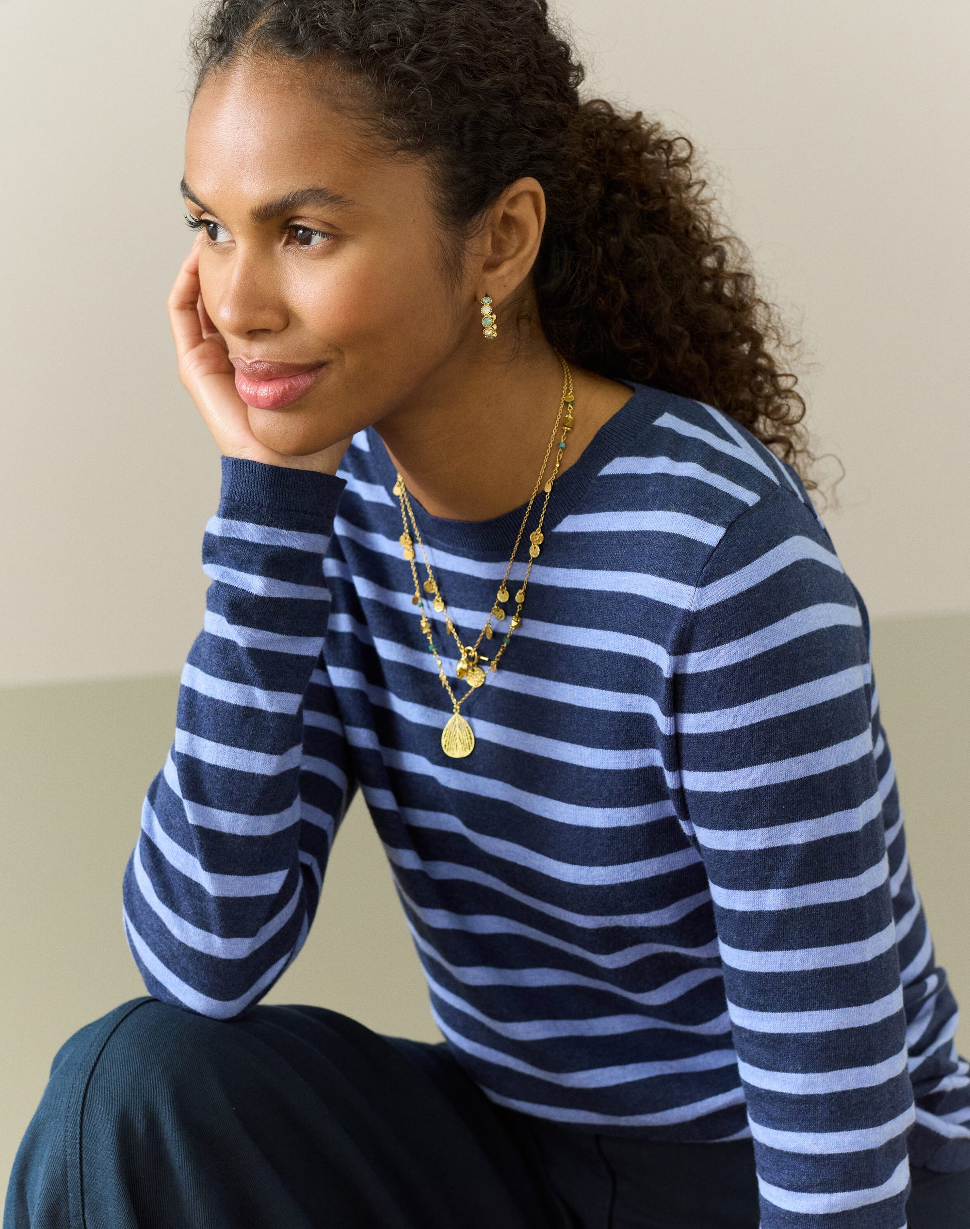 Cotton Knit Stripe T-Shirt