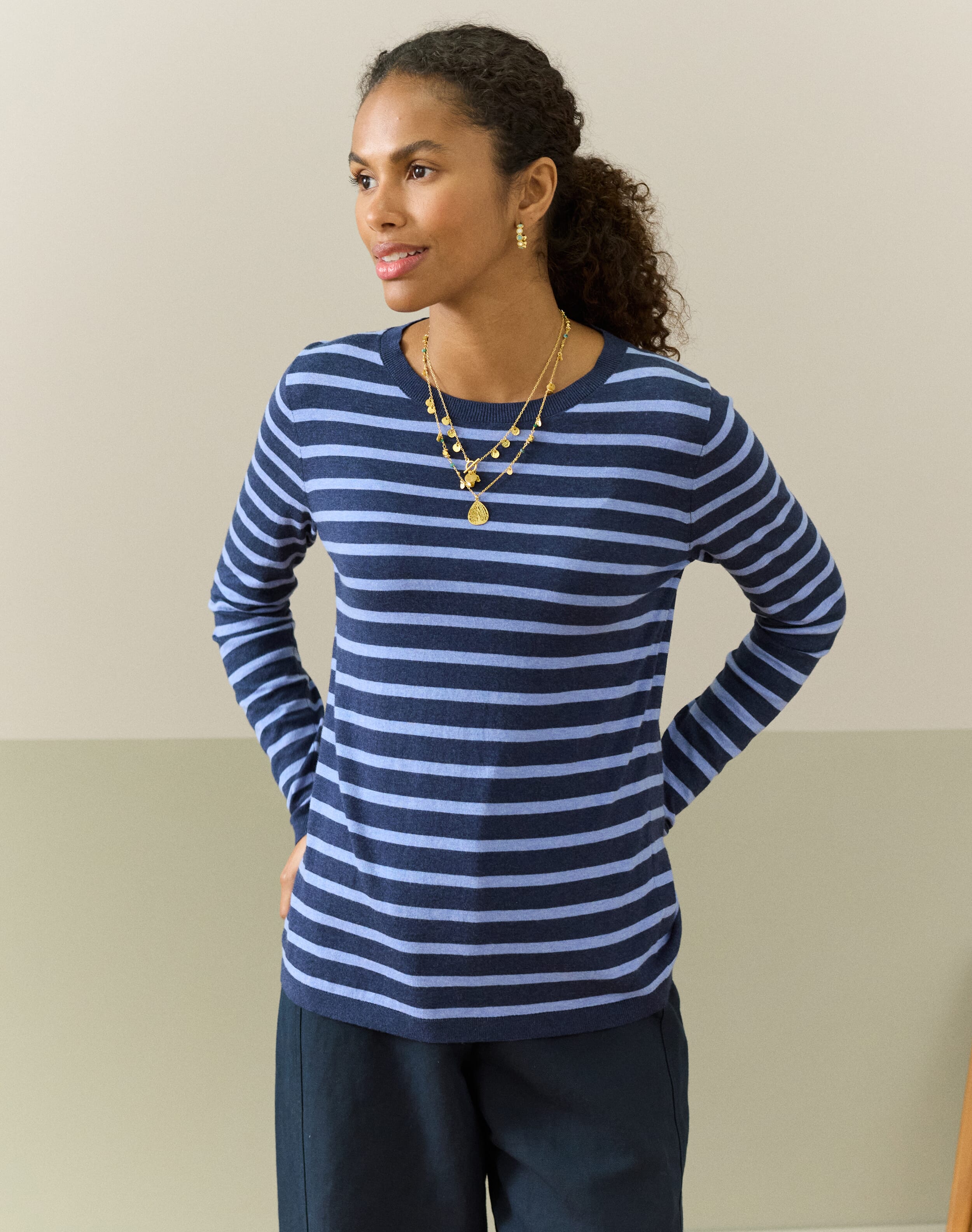 Cotton Knit Stripe T-Shirt