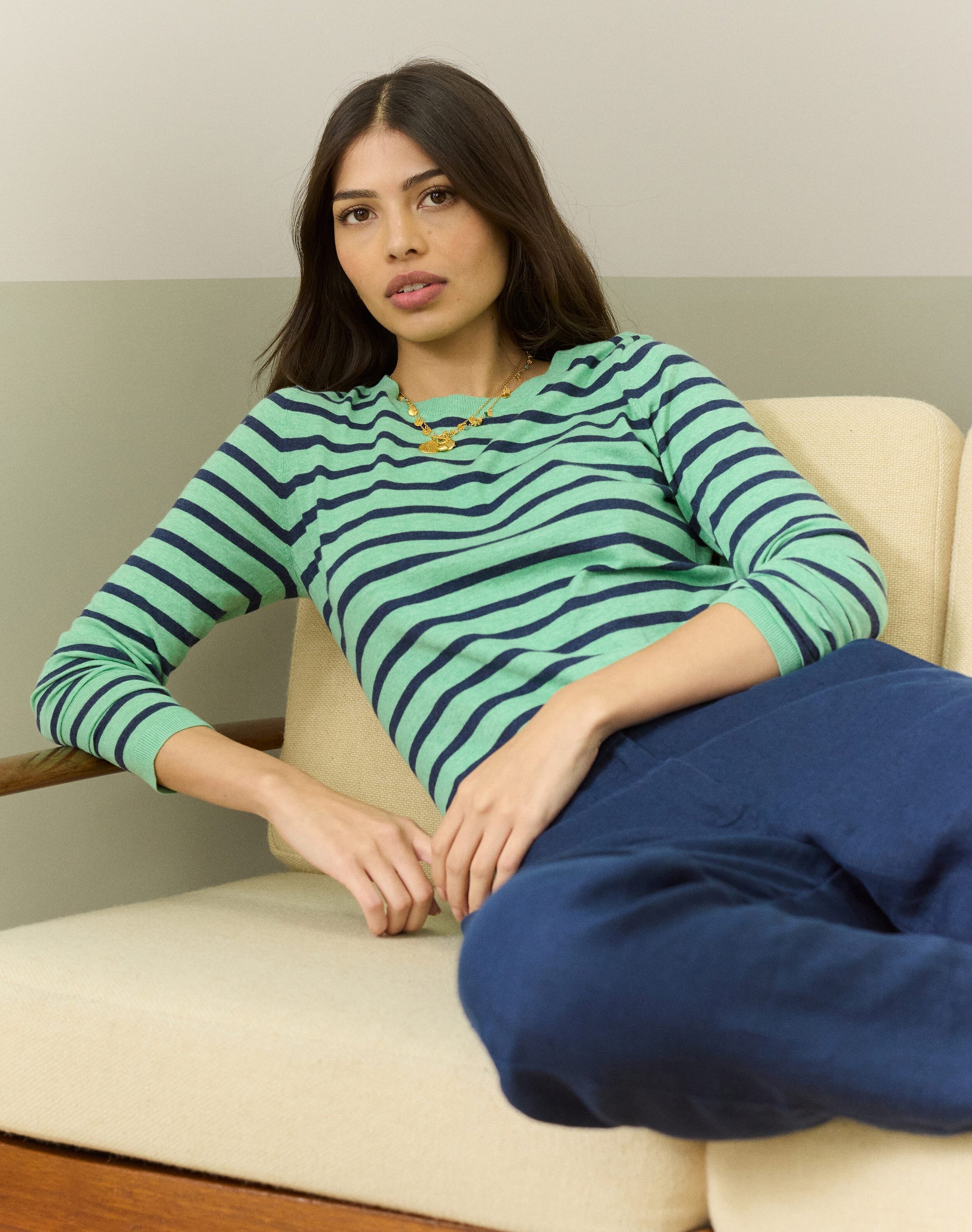 Cotton Knit Stripe T-Shirt