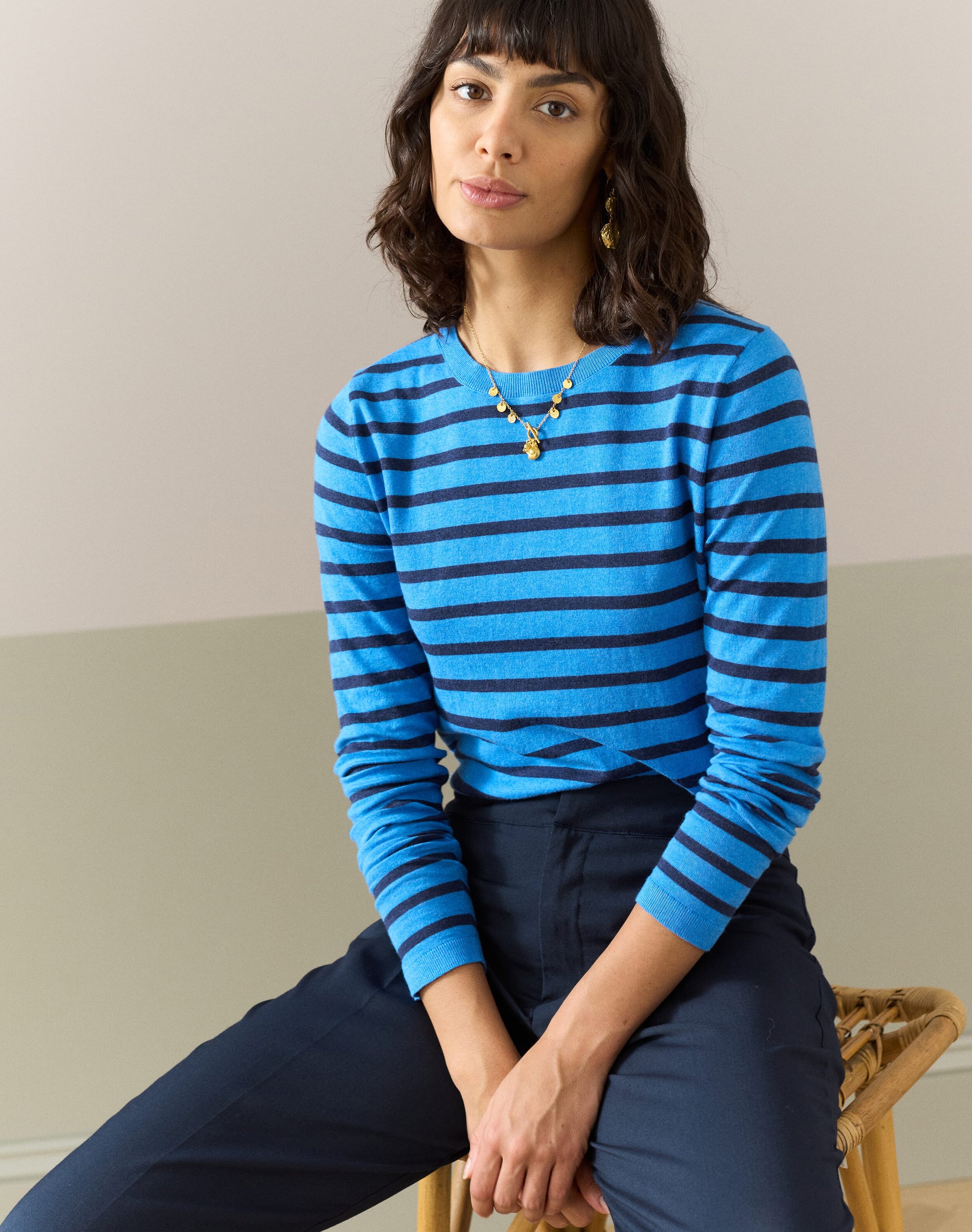 Cotton Knit Stripe T-Shirt