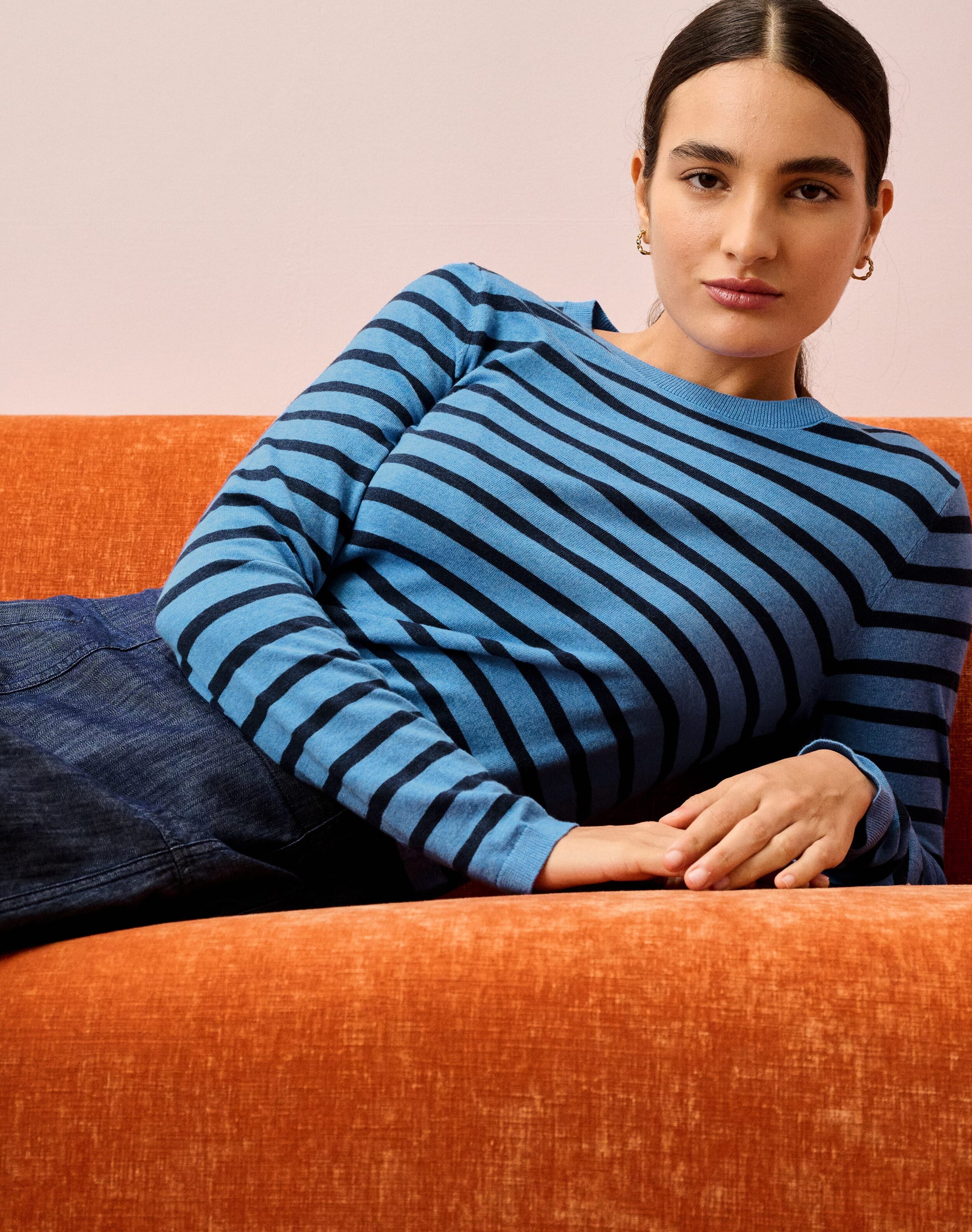 Cotton Knit Stripe T-Shirt