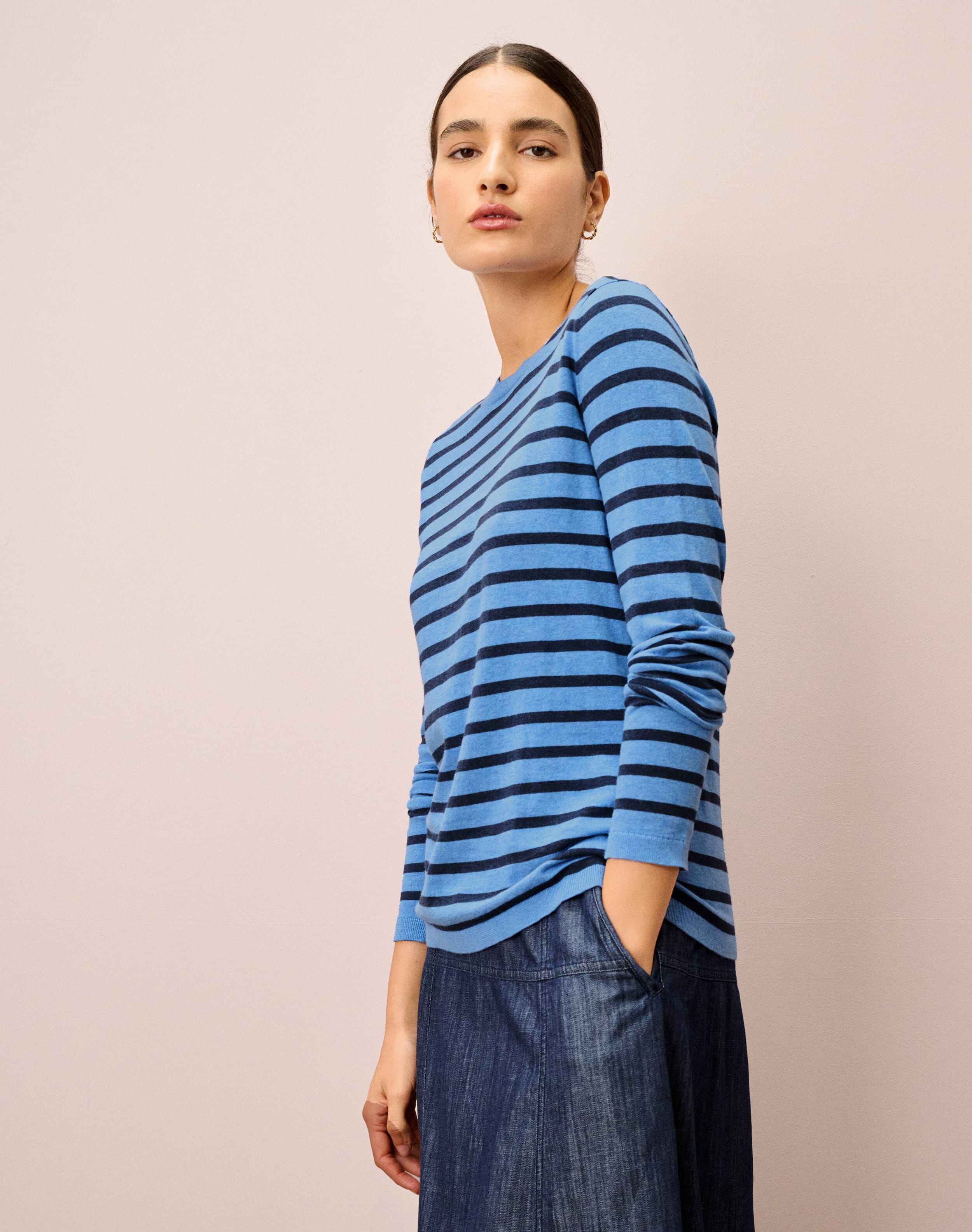 Cotton Knit Stripe T-Shirt