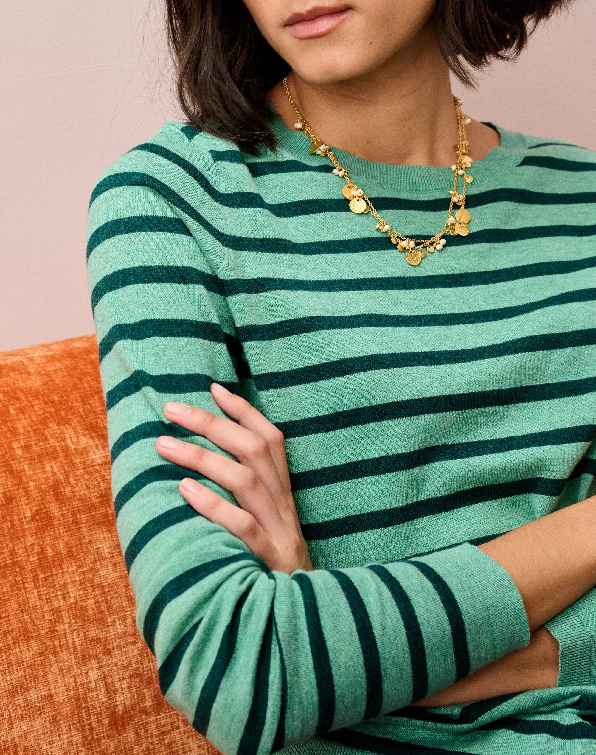 Cotton Knit Stripe T-Shirt