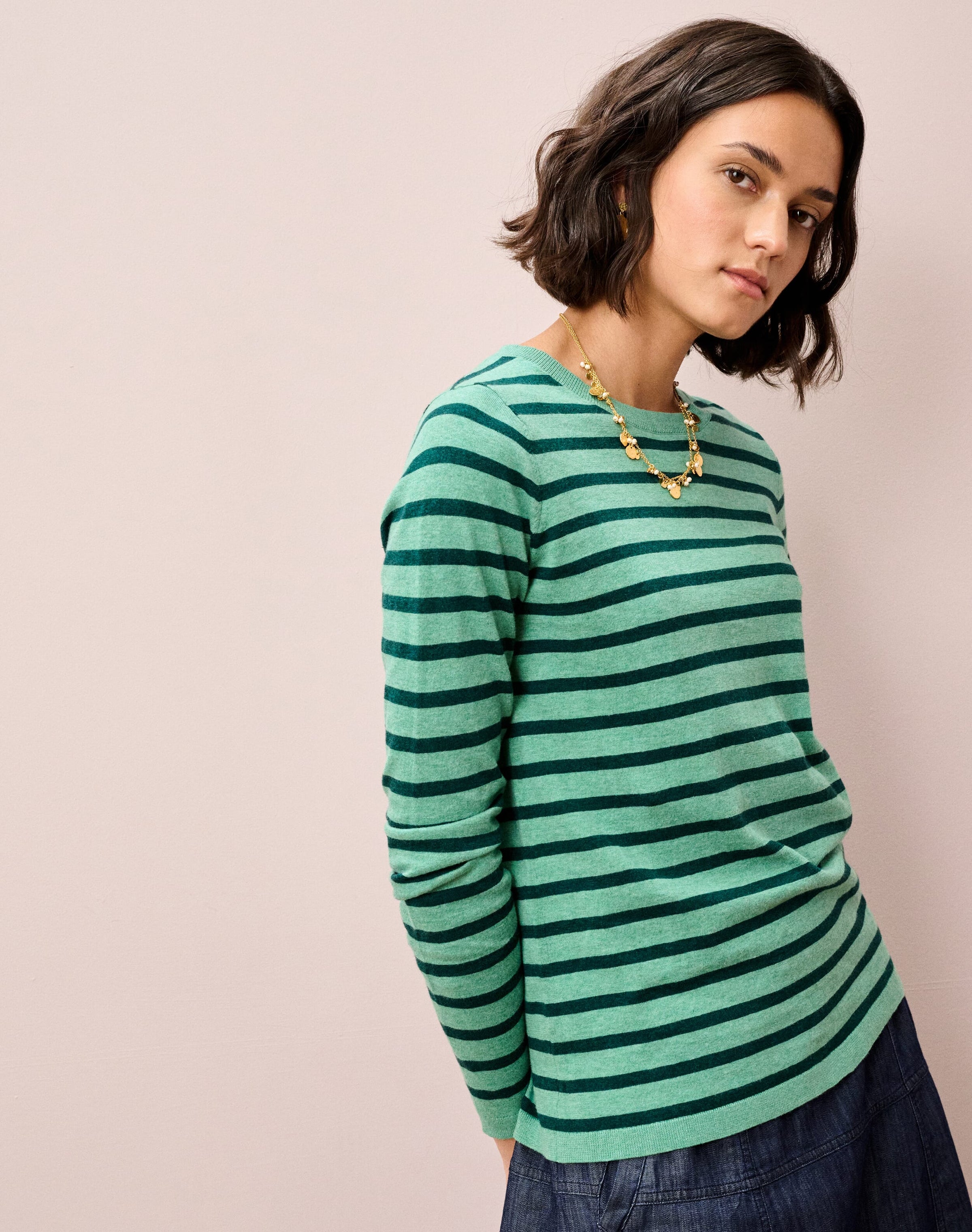 Cotton Knit Stripe T-Shirt