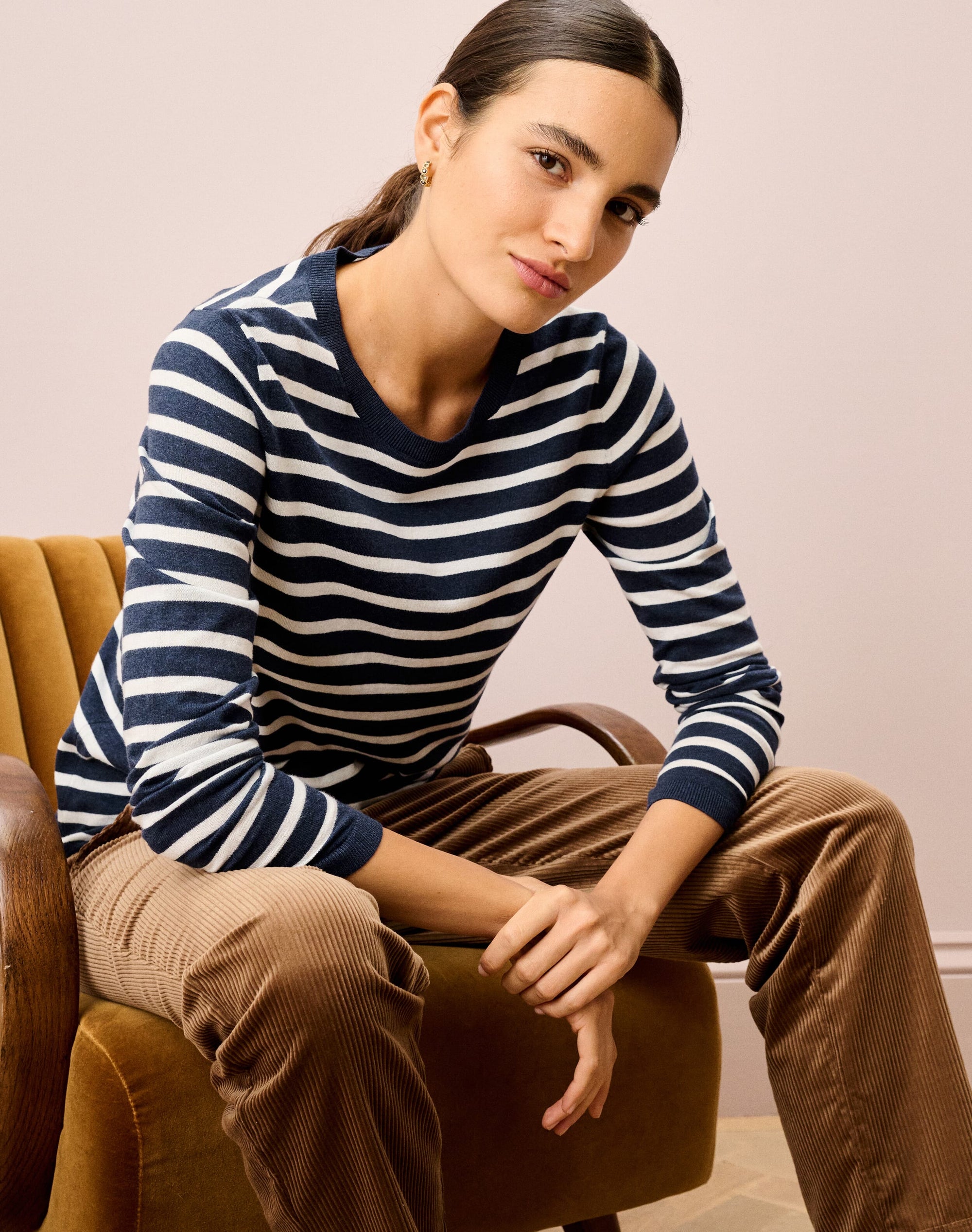 Cotton Knit Stripe T-Shirt