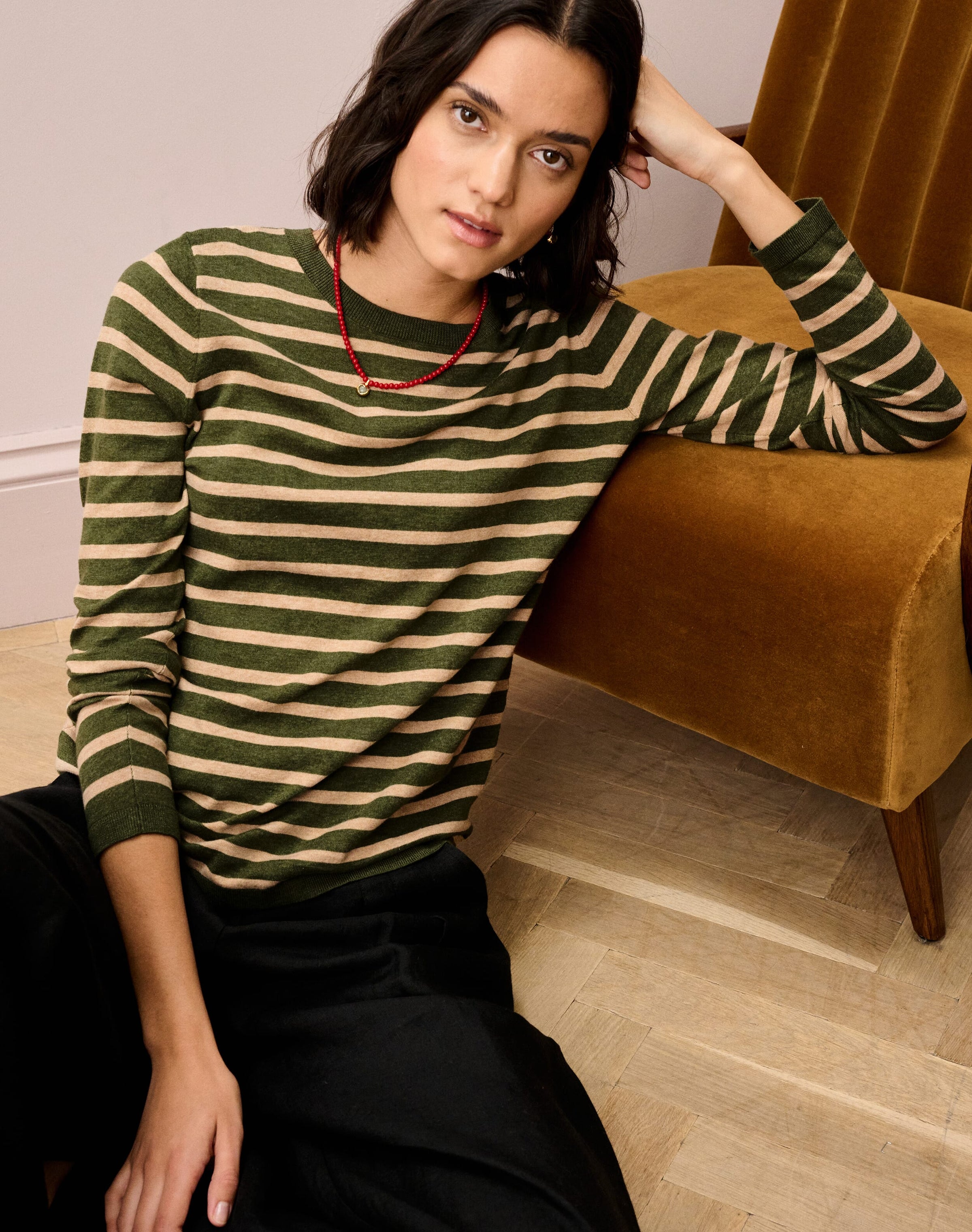 Cotton Knit Stripe T-Shirt