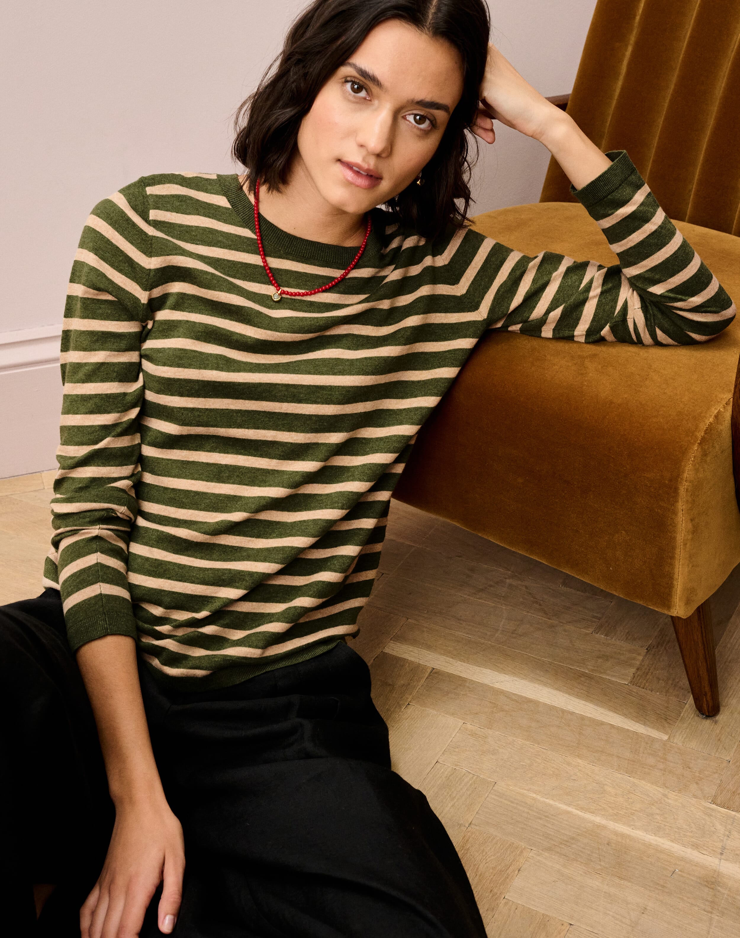 Cotton Knit Stripe T-Shirt
