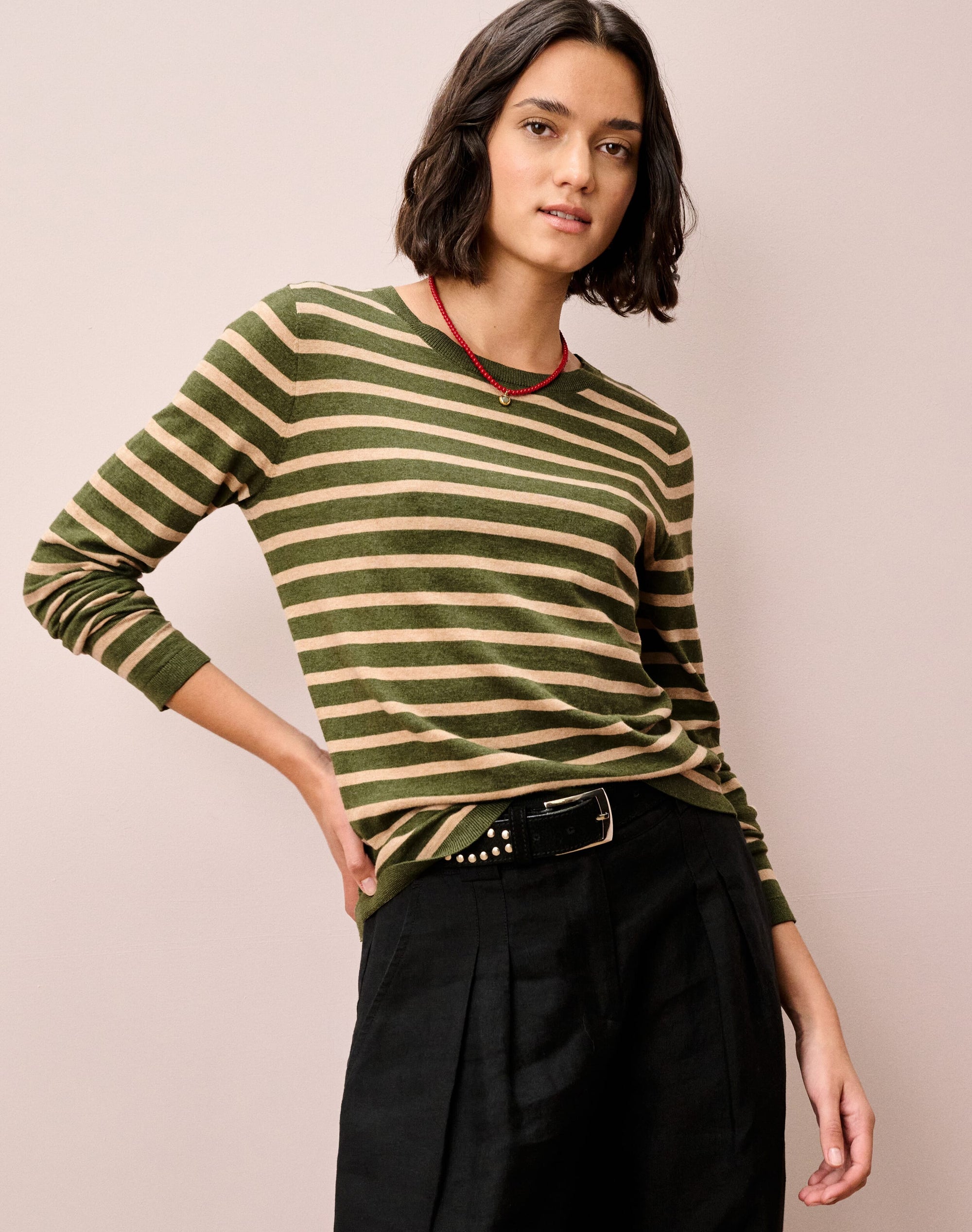 Cotton Knit Stripe T-Shirt