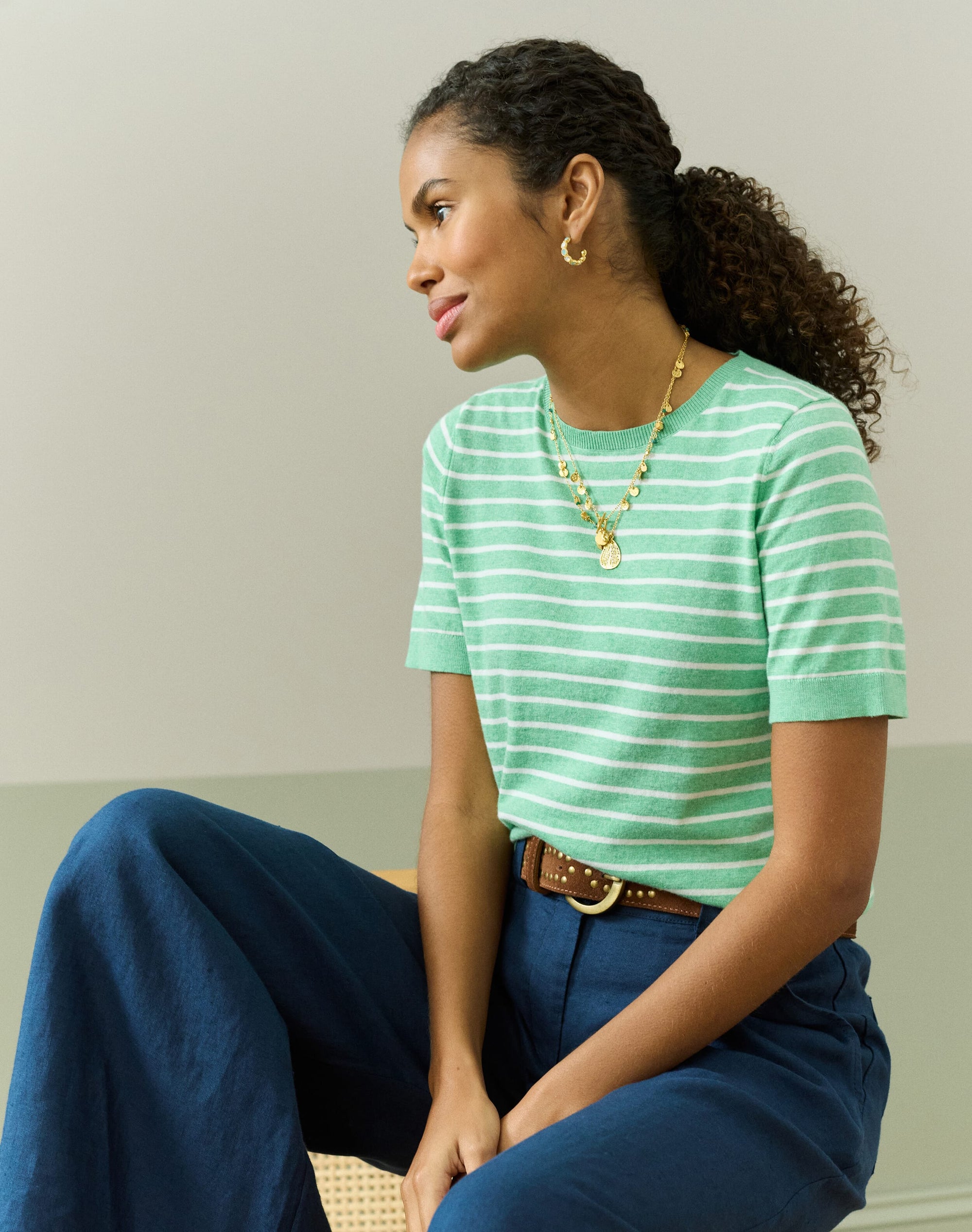 Cotton Knit Breton T-Shirt