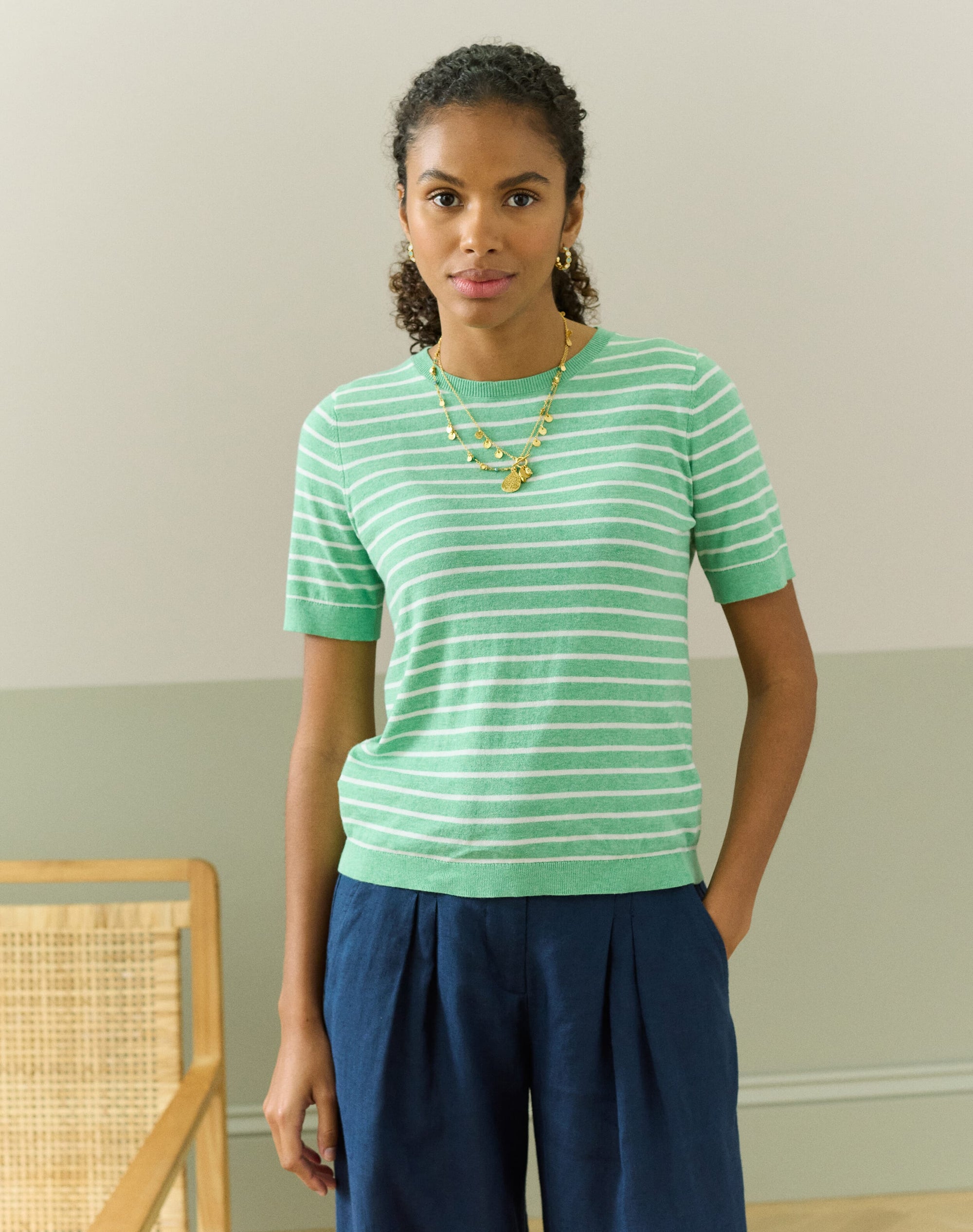 Cotton Knit Breton T-Shirt