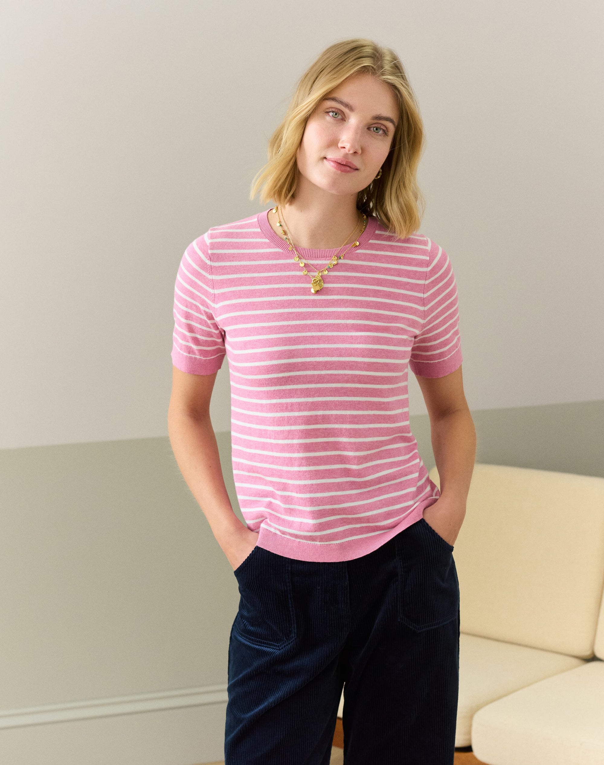 Cotton Knit Breton T-Shirt