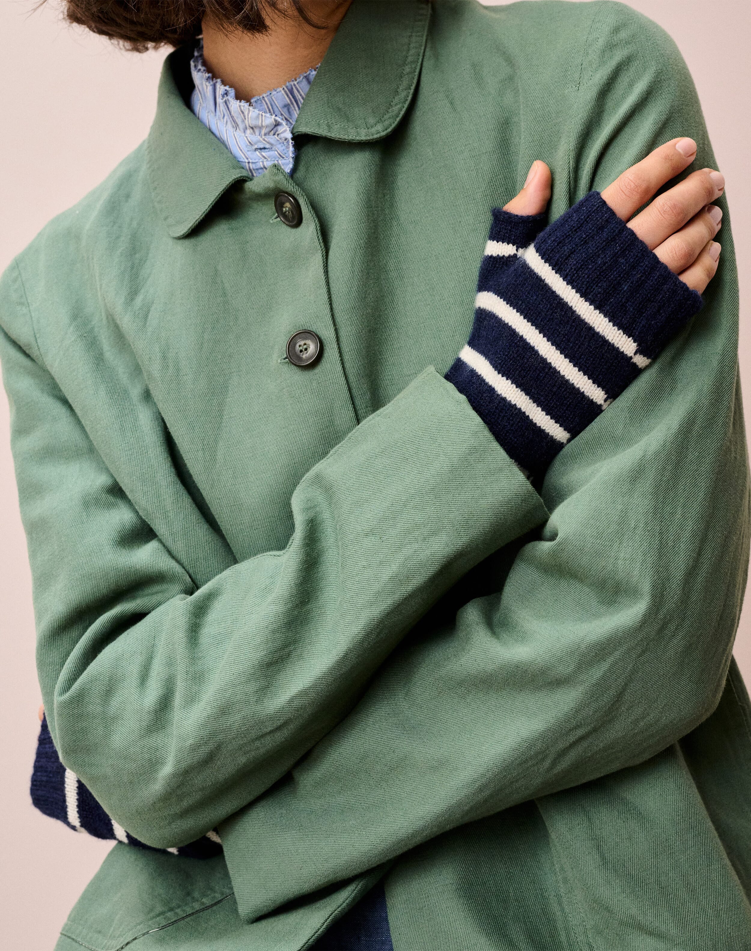 Cashmere Breton Stripe Wristwarmers