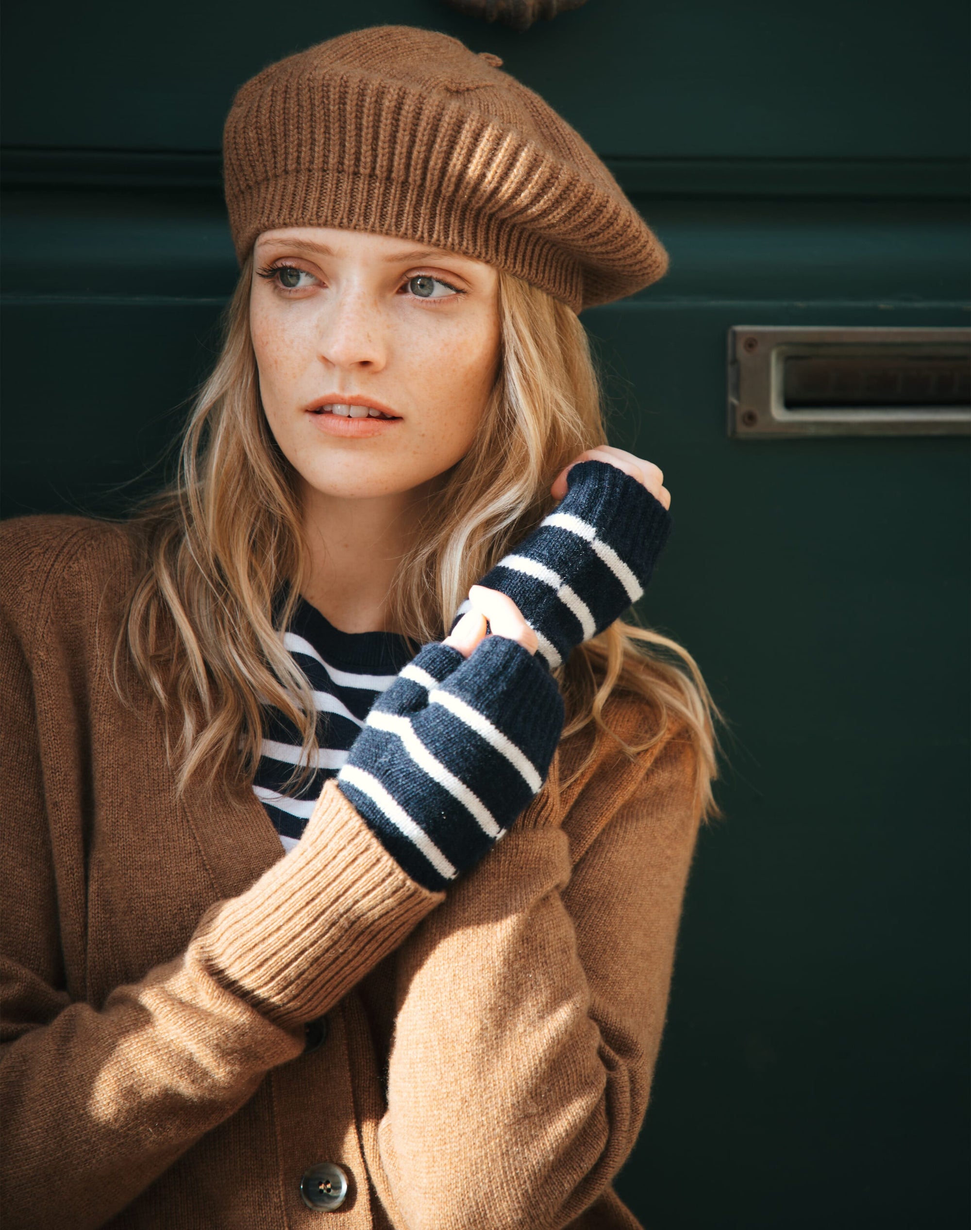 Cashmere Breton Stripe Wristwarmers