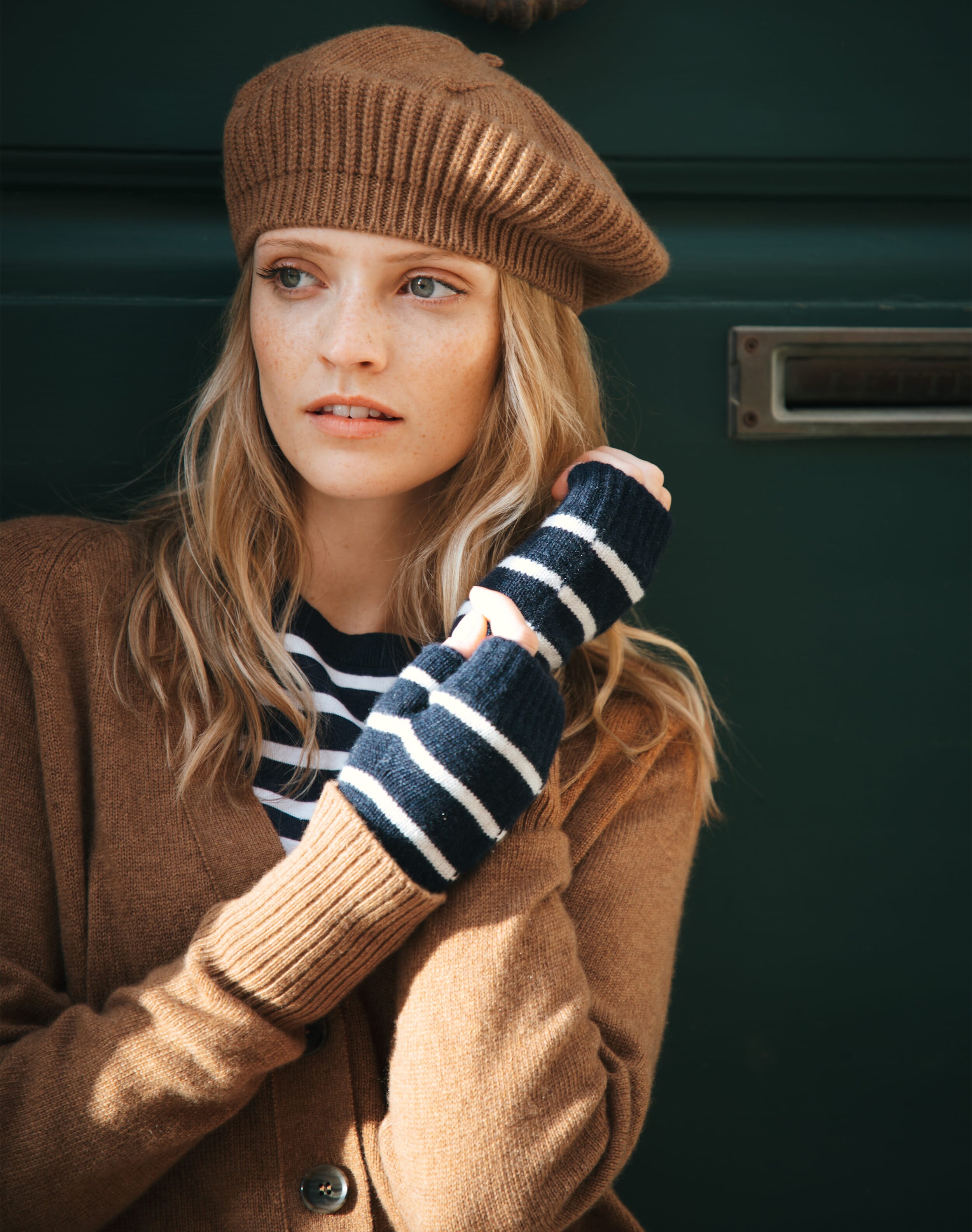 Cashmere Breton Stripe Wristwarmers